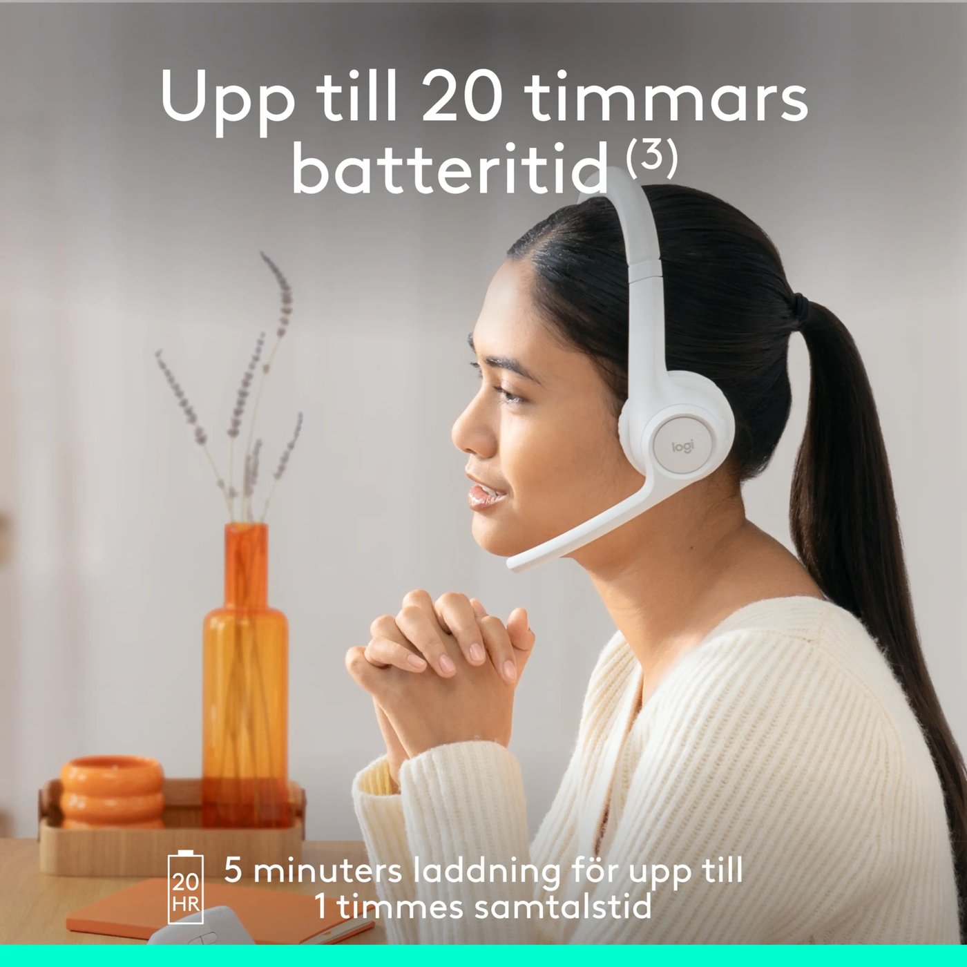 Logitech Zone 300 Trådlöst headset Off-white