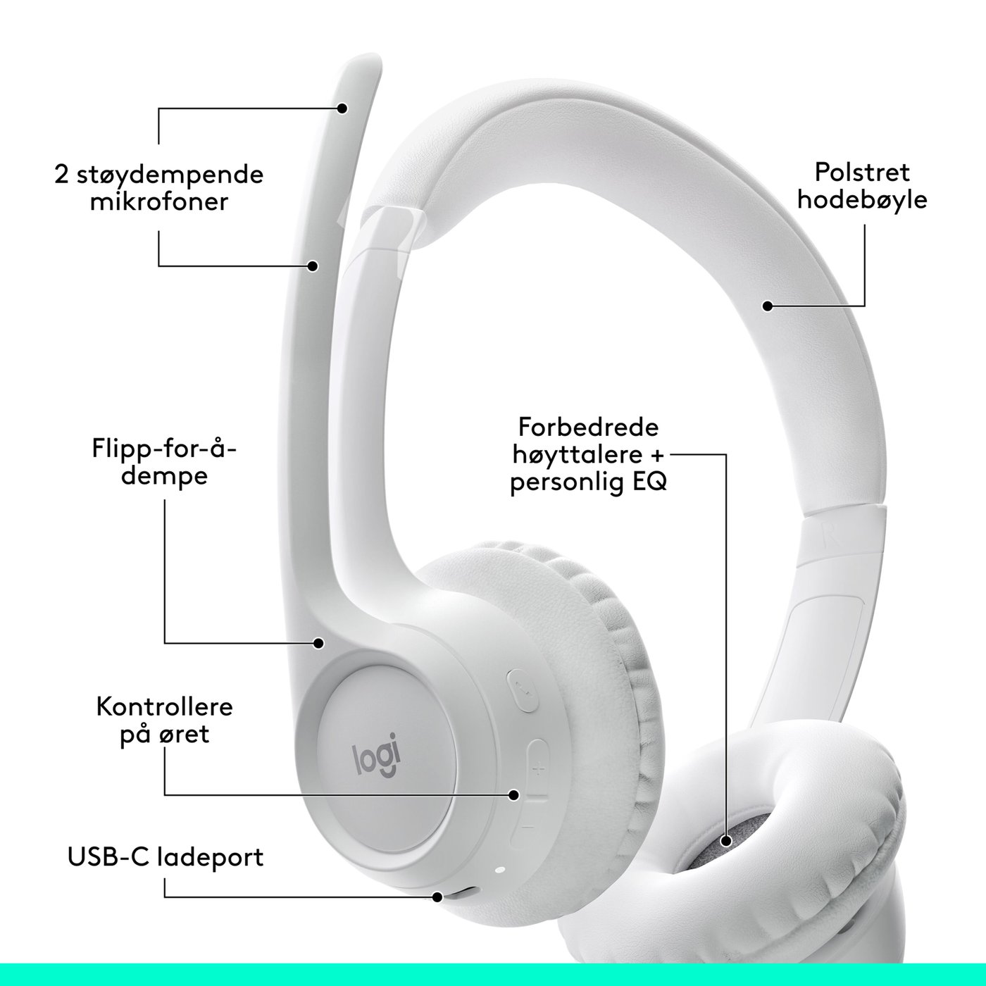 Logitech Zone 300 Trådløst headset Off-white