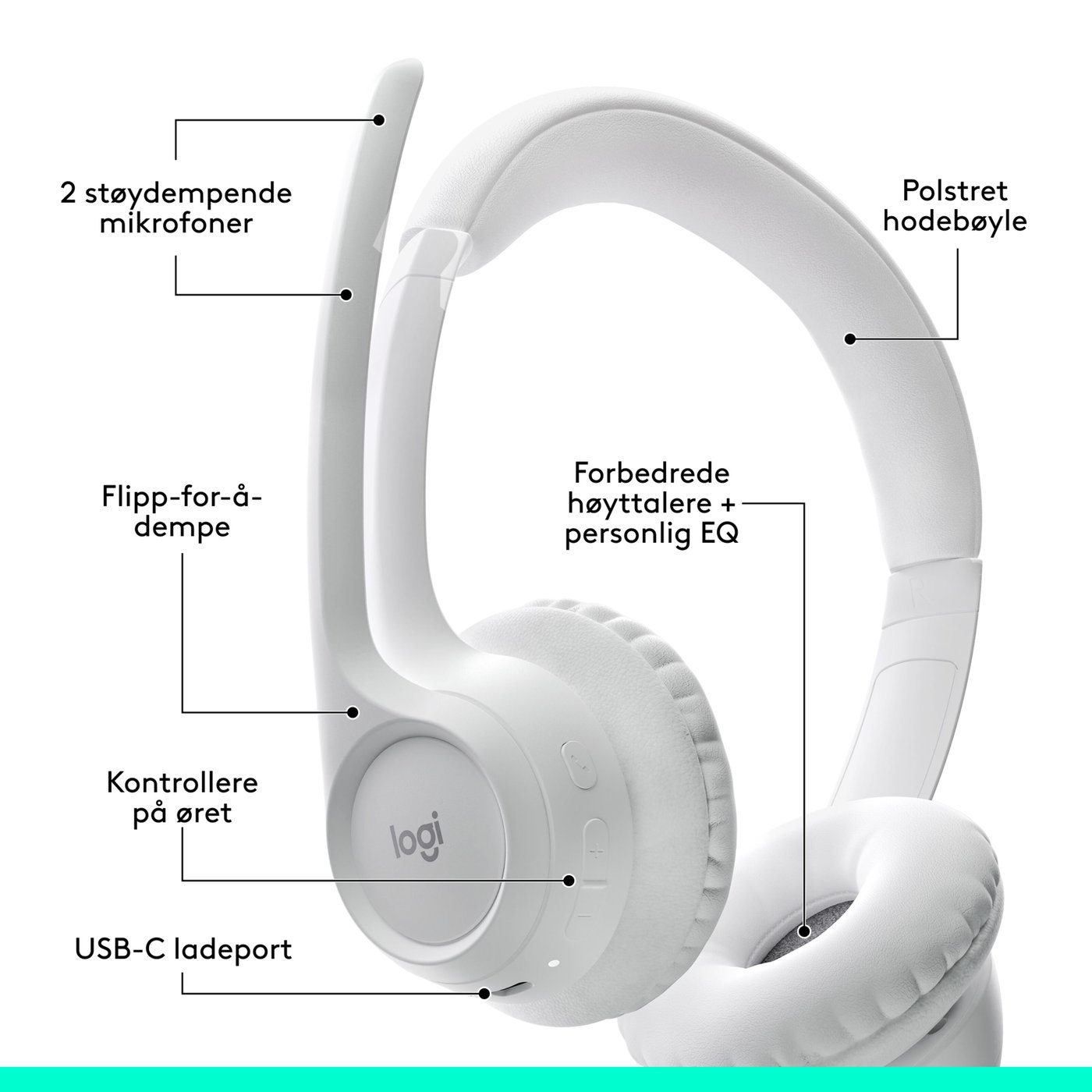 Logitech Zone 300 Trådløst headset Off-white