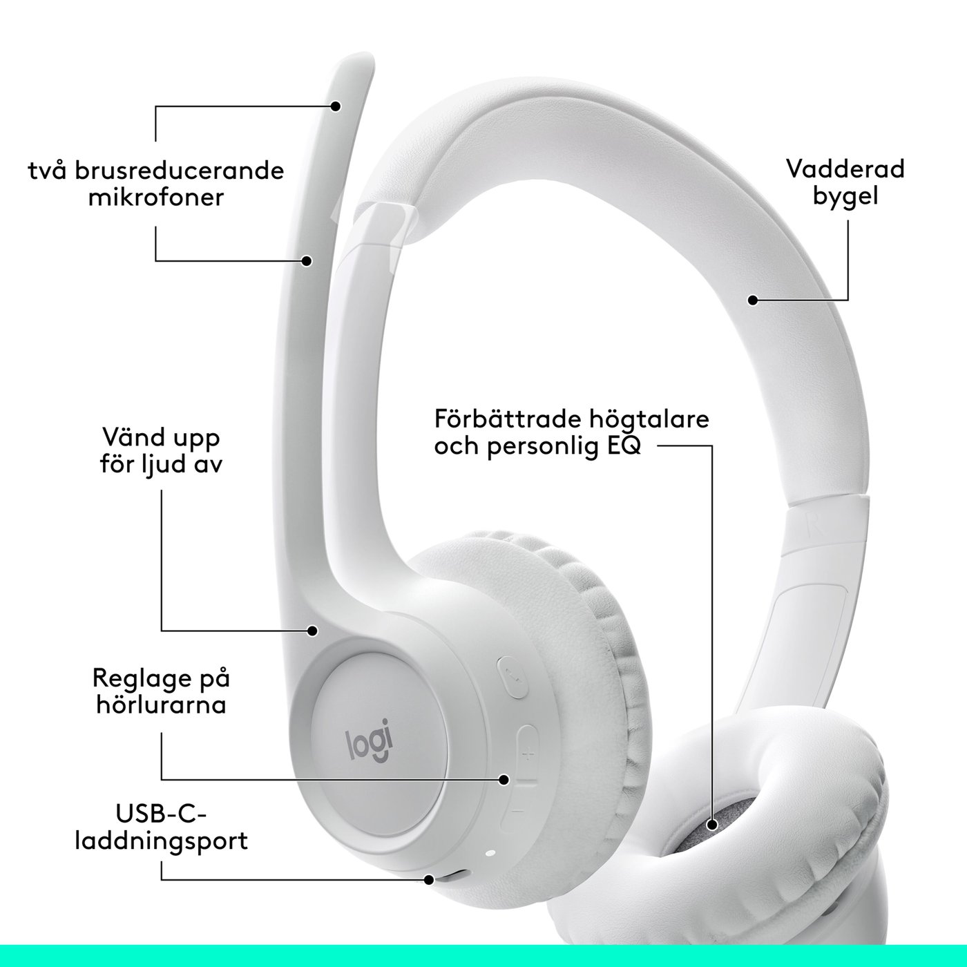 Logitech Zone 300 Trådlöst headset Off-white
