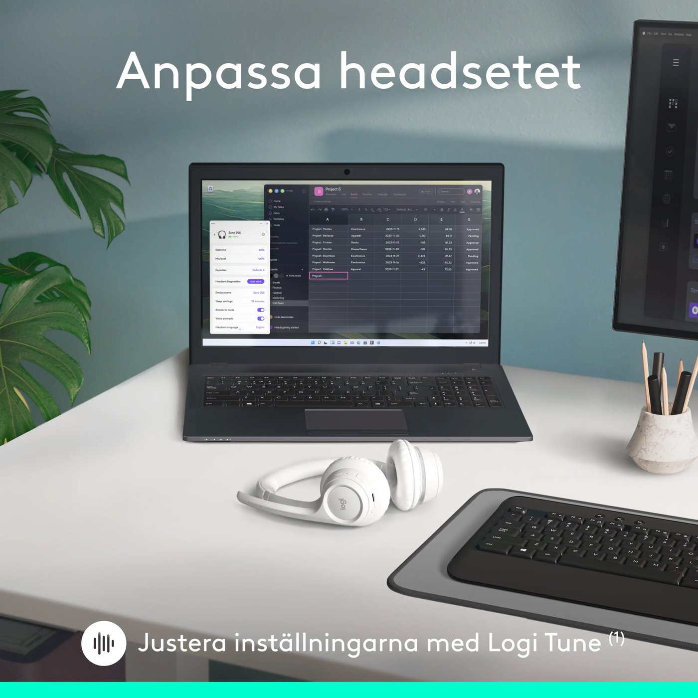 Logitech Zone 300 Trådlöst headset Off-white
