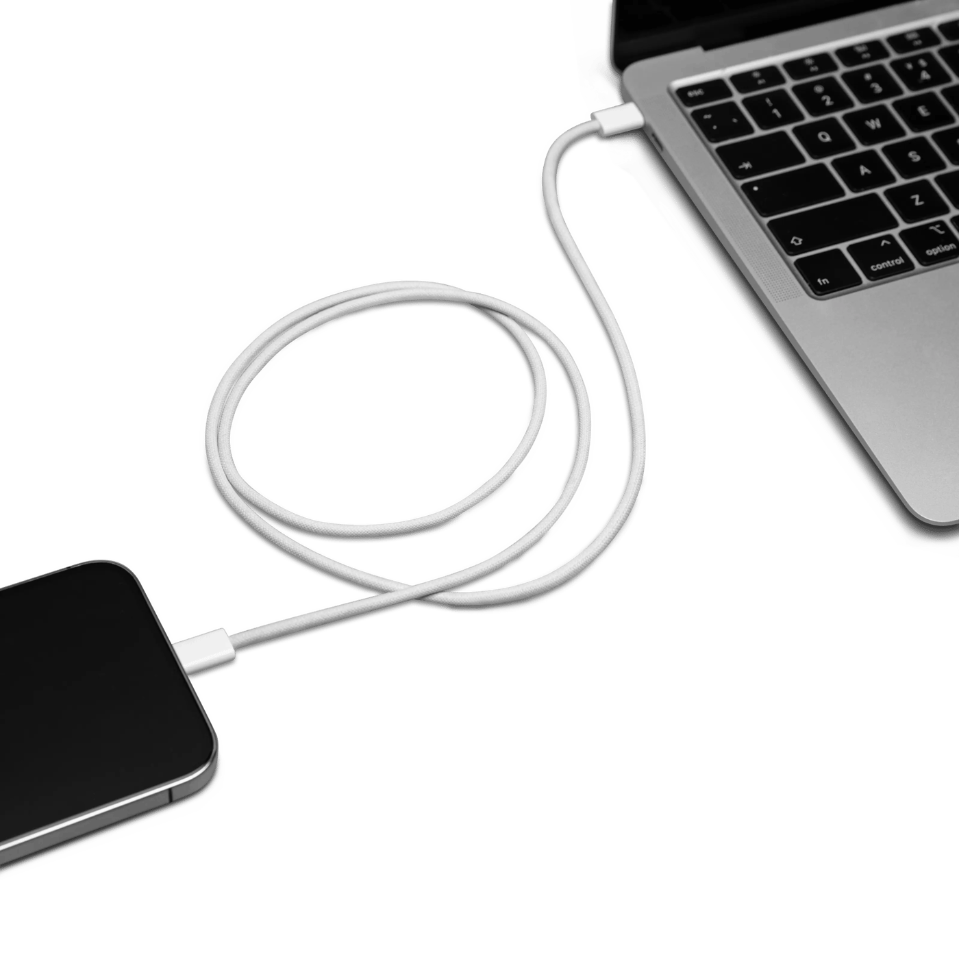 Linocell Flätad USB-C- till USB-C-kabel 60W Vit 0,5 m