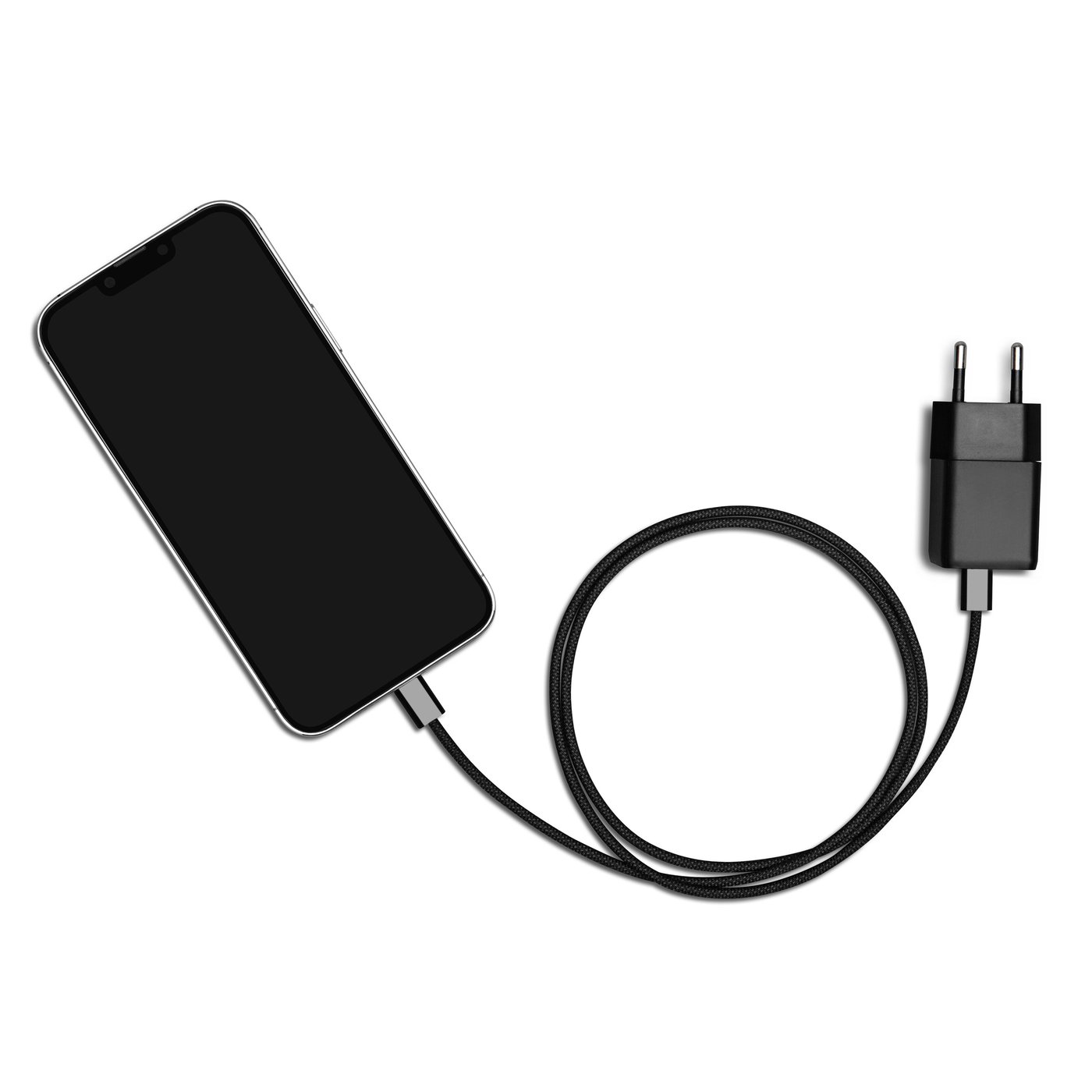 Linocell Flätad USB-C- till USB-C-kabel 60W Svart 0,5 m