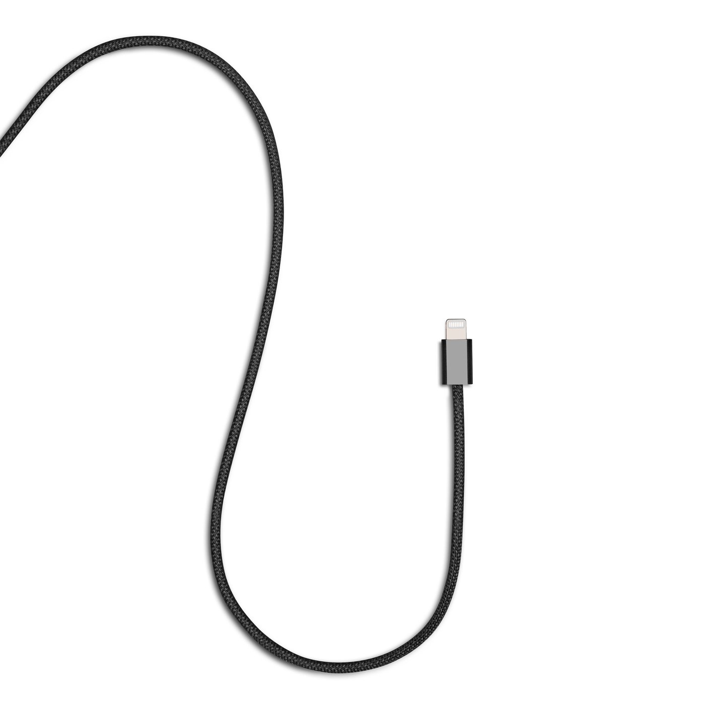 Linocell Flätad USB-A- till Lightning-kabel Svart 1 m