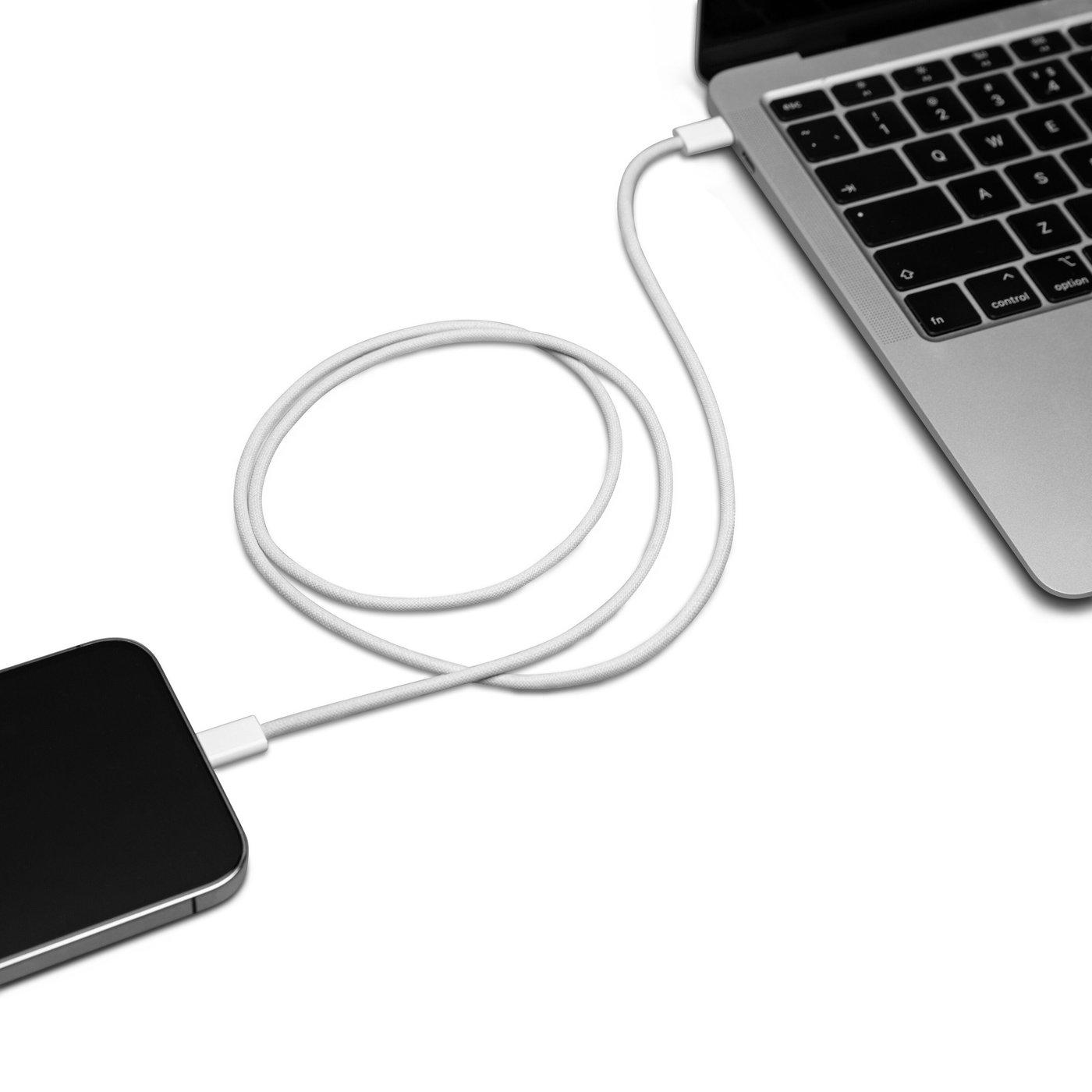 Linocell Flettet USB-C- til Lightning-kabel Hvit 1 m