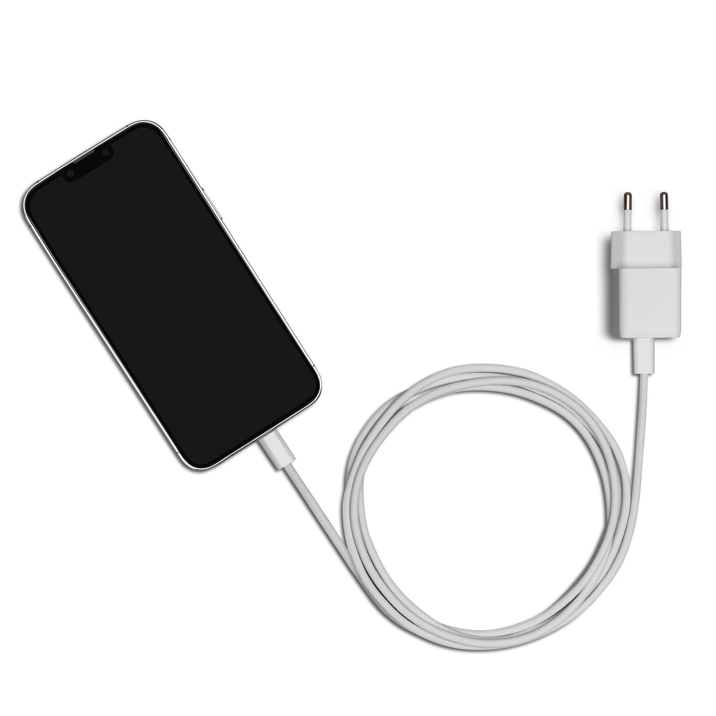 Linocell Flettet USB-C- til Lightning-kabel Hvit 2 m