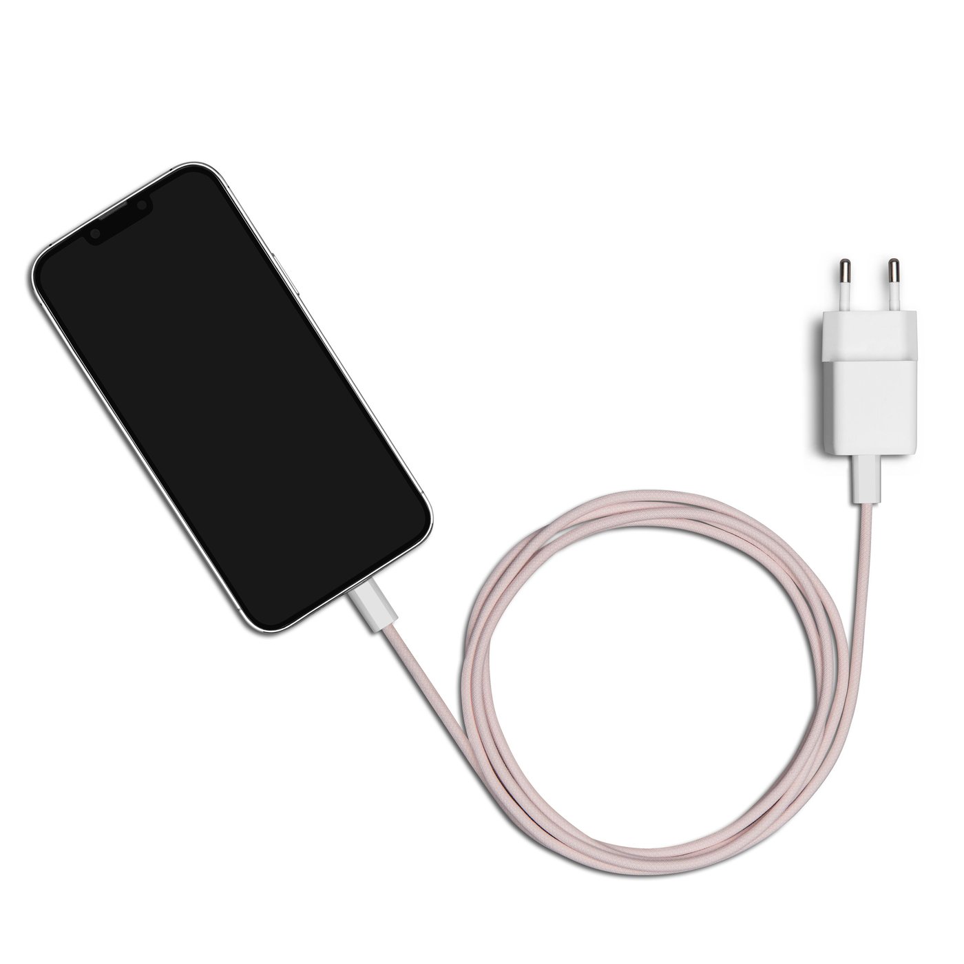 Linocell Flettet USB-C- til Lightning-kabel Rosa 1 m
