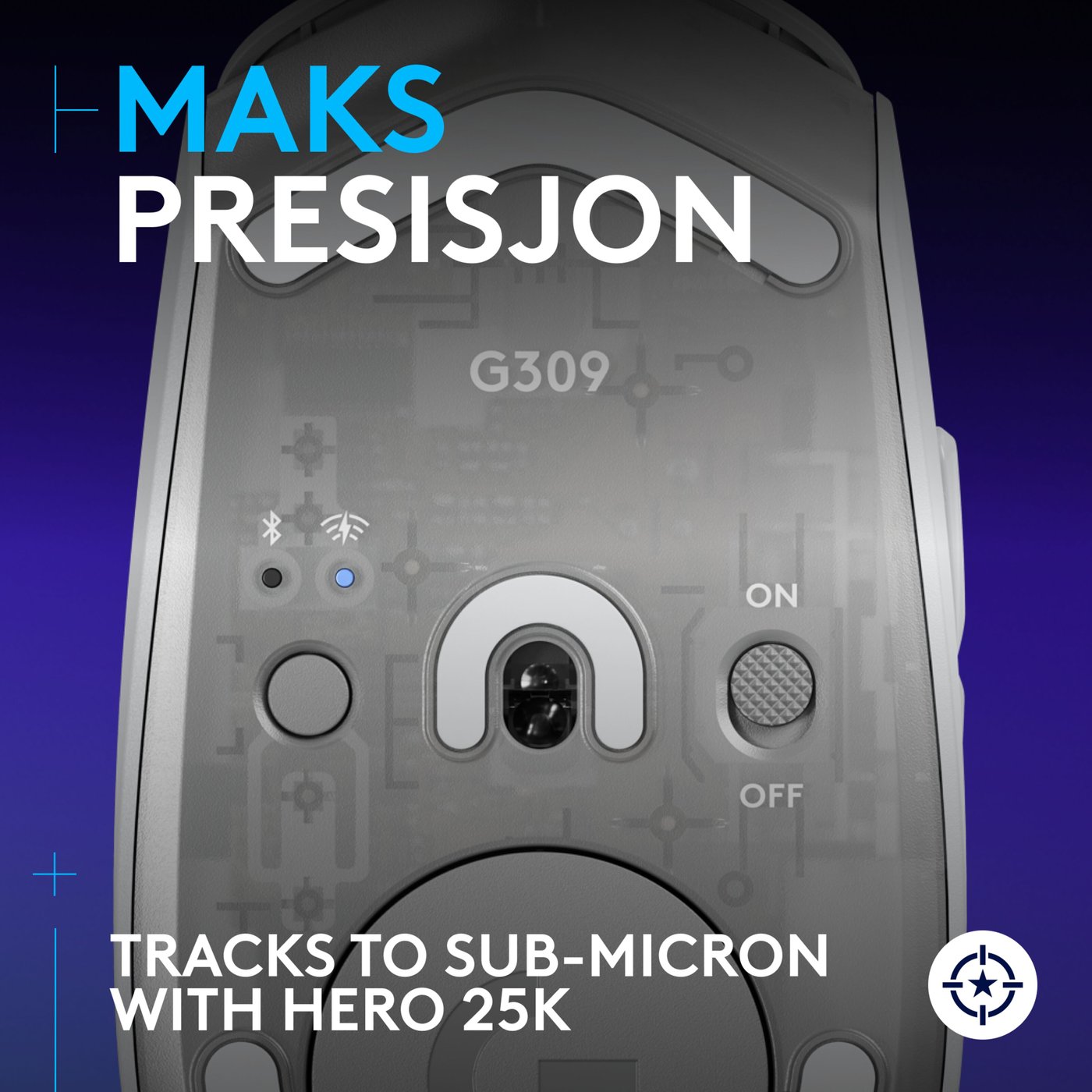 Logitech G G309 Lightspeed Trådløs datamus Hvit