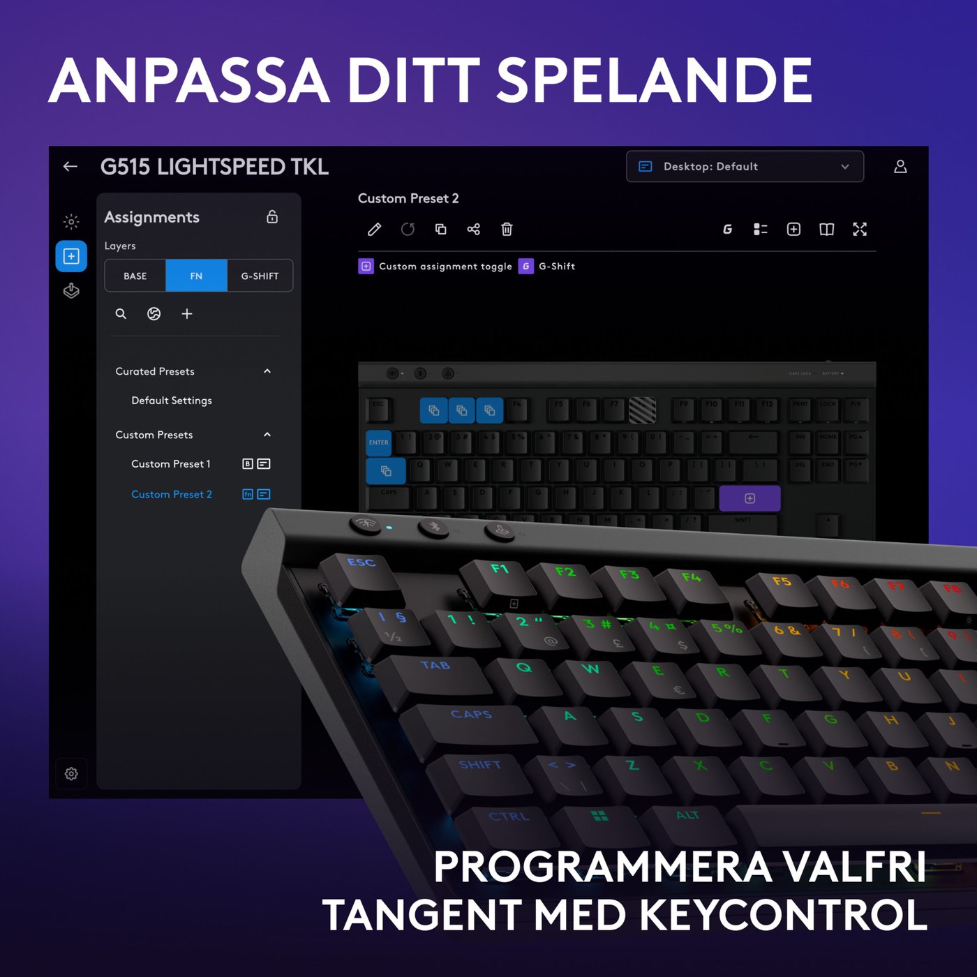 Logitech G515 Lightspeed TKL Tactile Svart