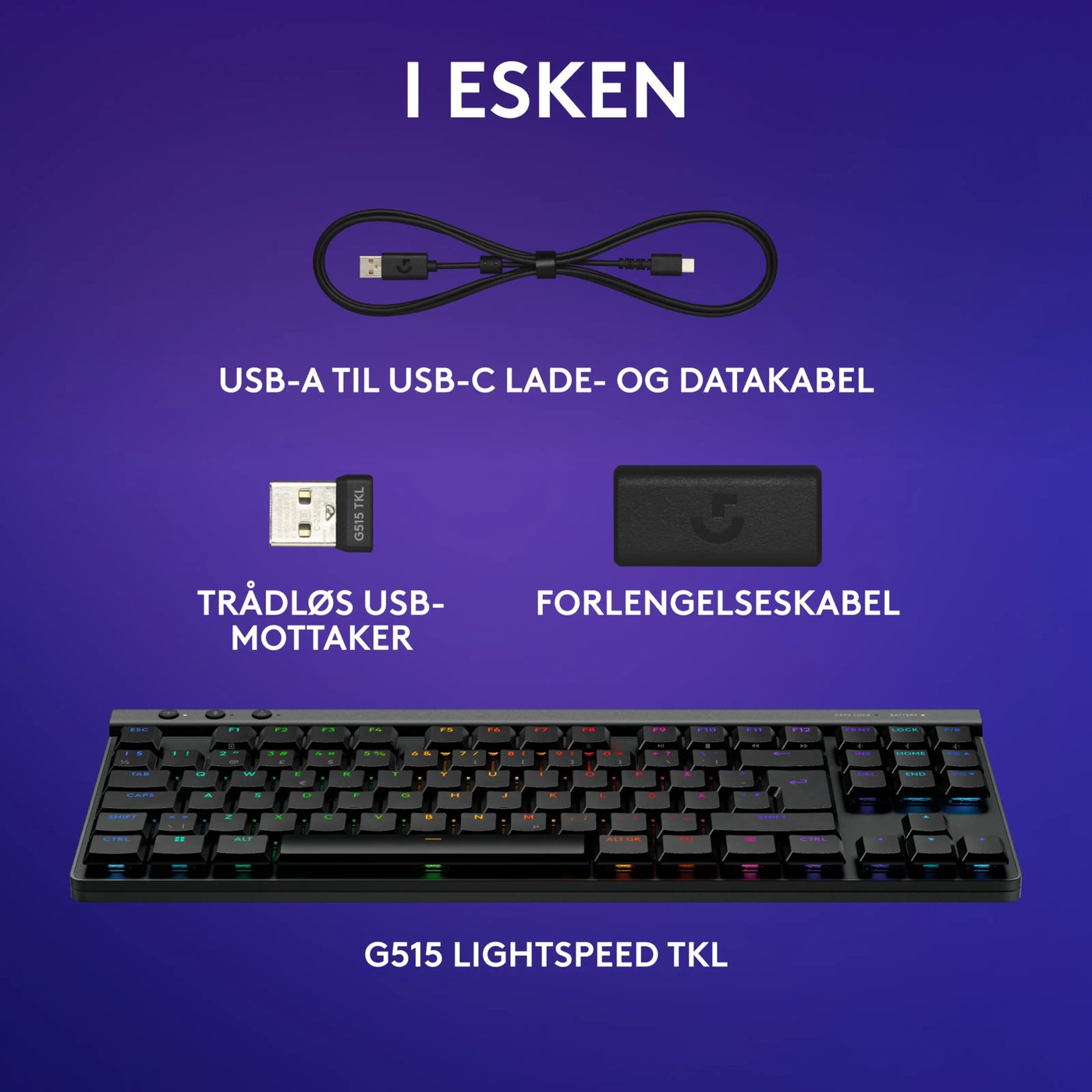 Logitech G515 Lightspeed TKL Trådløst gamingtastatur Tactile Svart