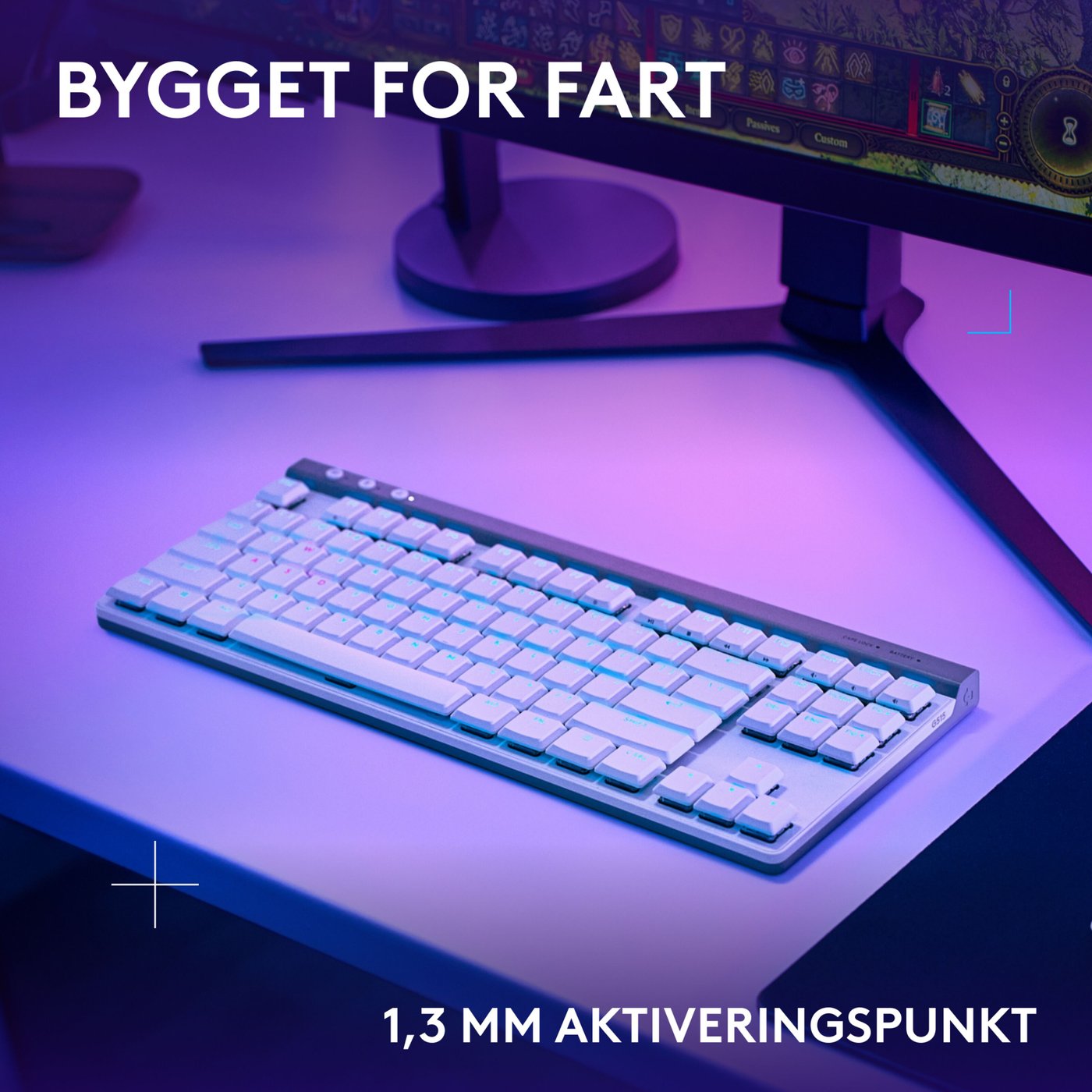 Logitech G515 Lightspeed TKL Trådløst gamingtastatur Tactile Hvit