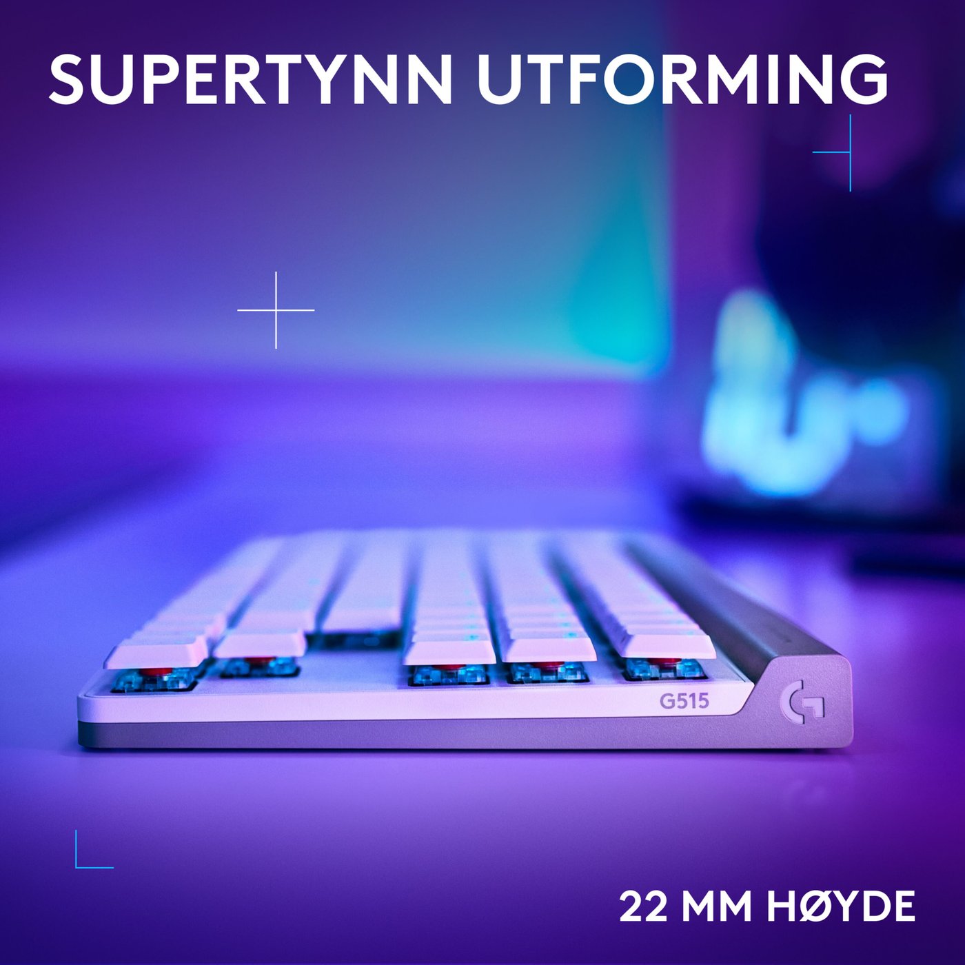 Logitech G515 Lightspeed TKL Trådløst gamingtastatur Tactile Hvit