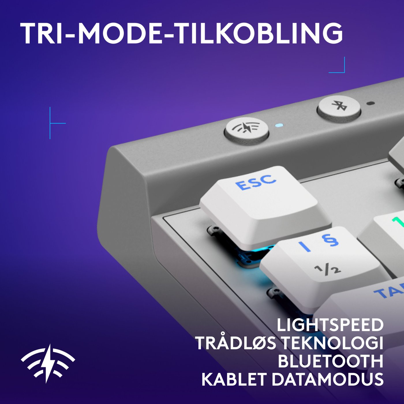 Logitech G515 Lightspeed TKL Trådløst gamingtastatur Tactile Hvit