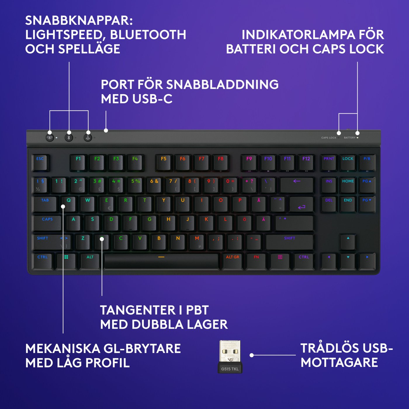 Logitech G515 Lightspeed TKL Linear Black