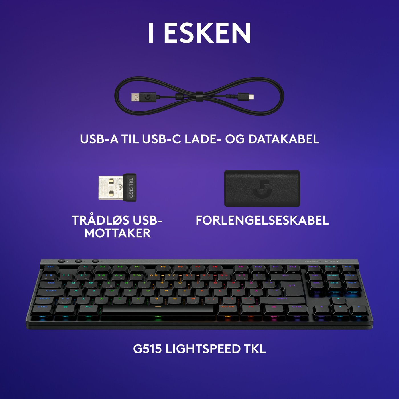 Logitech G515 Lightspeed TKL Trådløst gamingtastatur Linear Svart