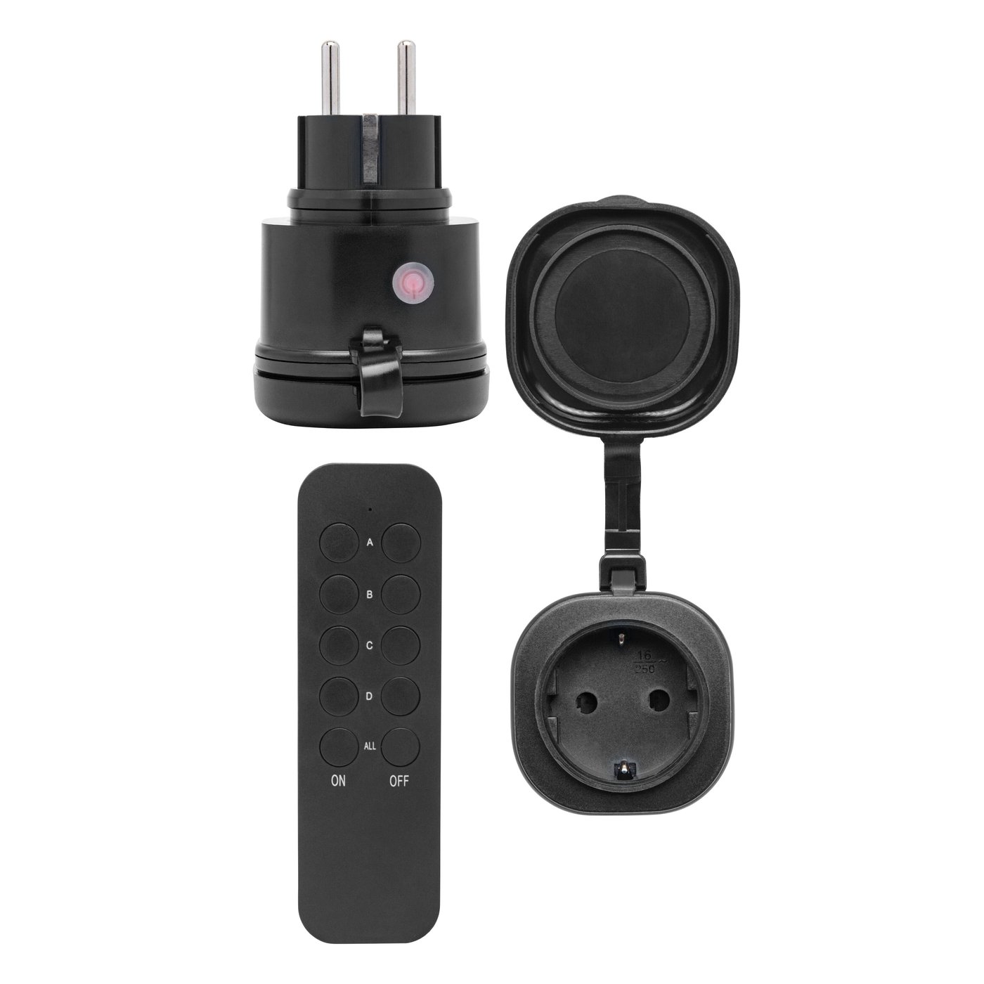 Cleverio Mini-fjernstrømbryter for utendørsbruk 3680W 2-pk