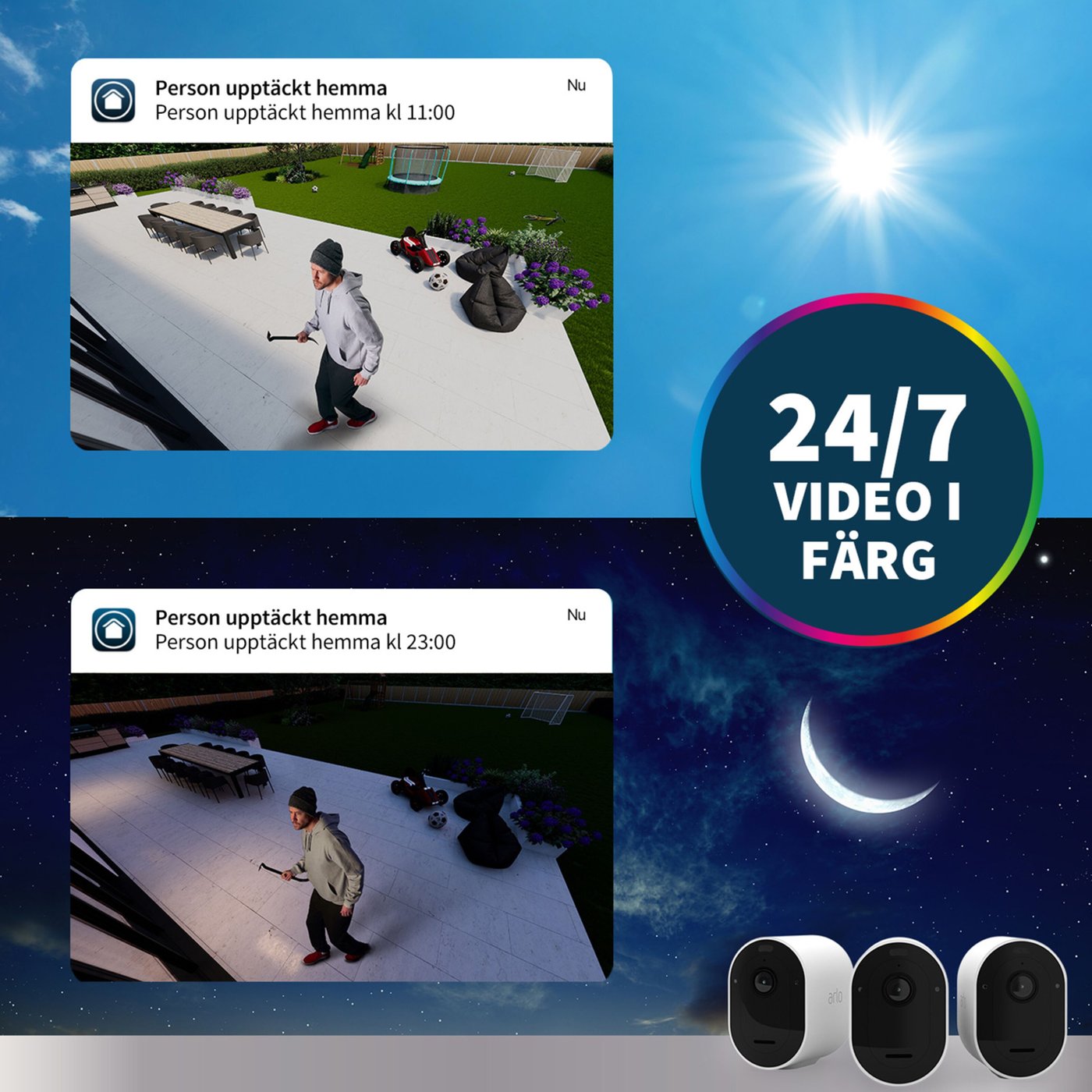 Arlo Pro 5 Trådlös Övervakningskamera Spotlight 3-pack