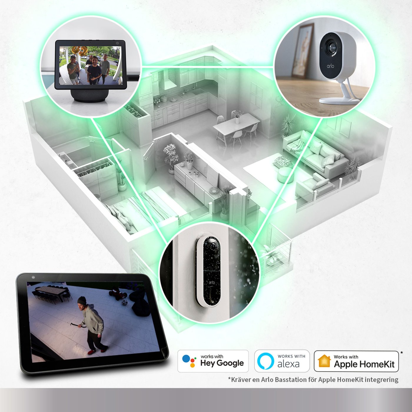 Arlo Pro 5 Trådlös Övervakningskamera Spotlight 3-pack