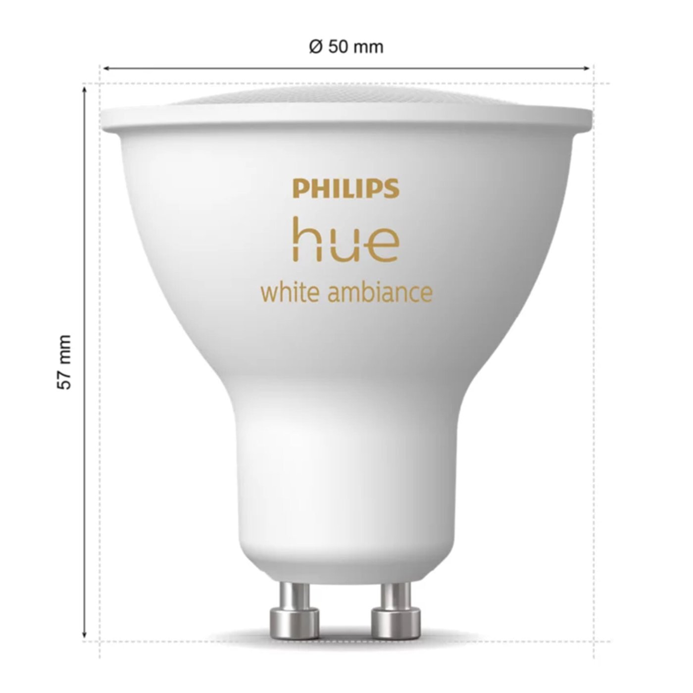 Philips Hue White Ambiance Smart LED-lampa GU10 400 lm 2-pack