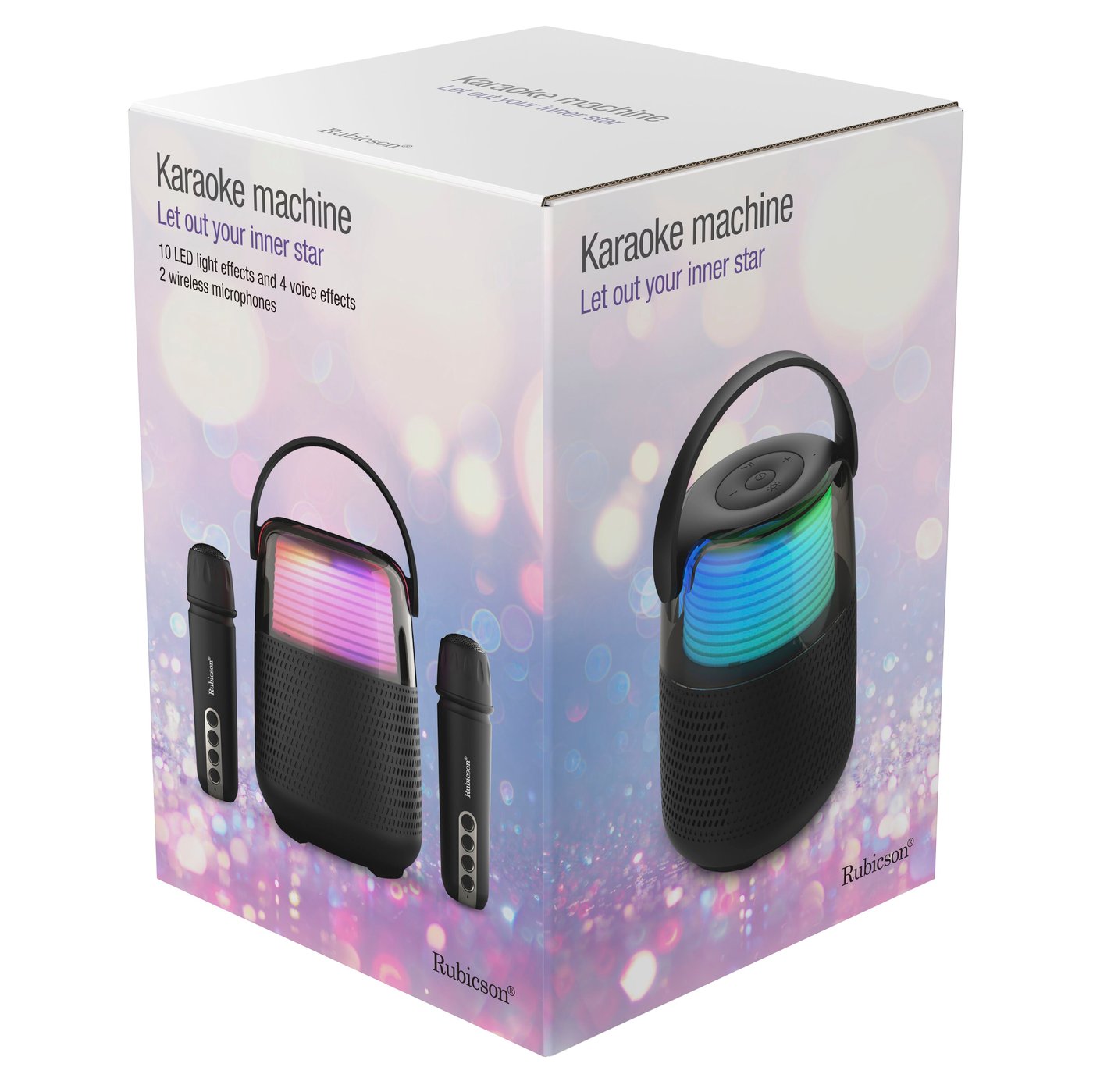 Rubicson Karaokehøyttaler med to trådløse mikrofoner