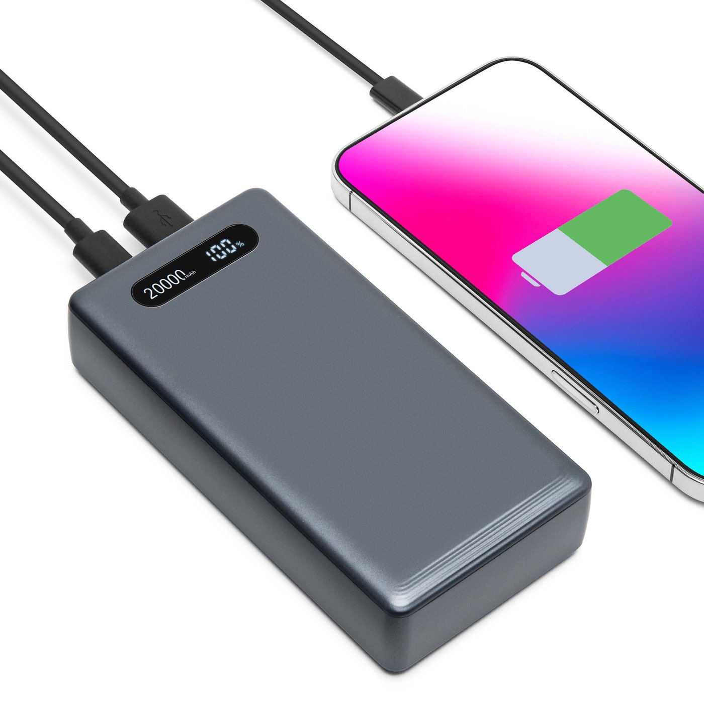 Linocell Powerbank 20000 mAh med lading Grå