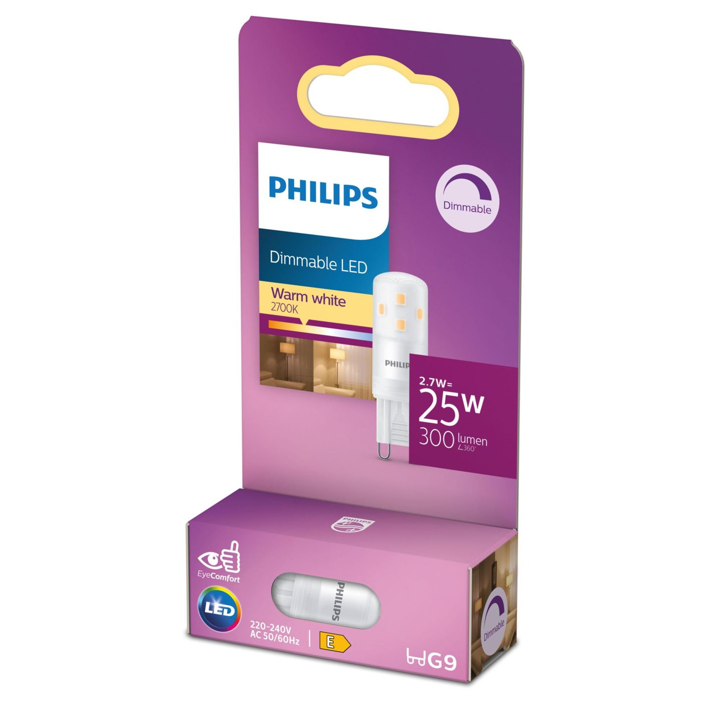 Philips LED-lampa G9 300 lm