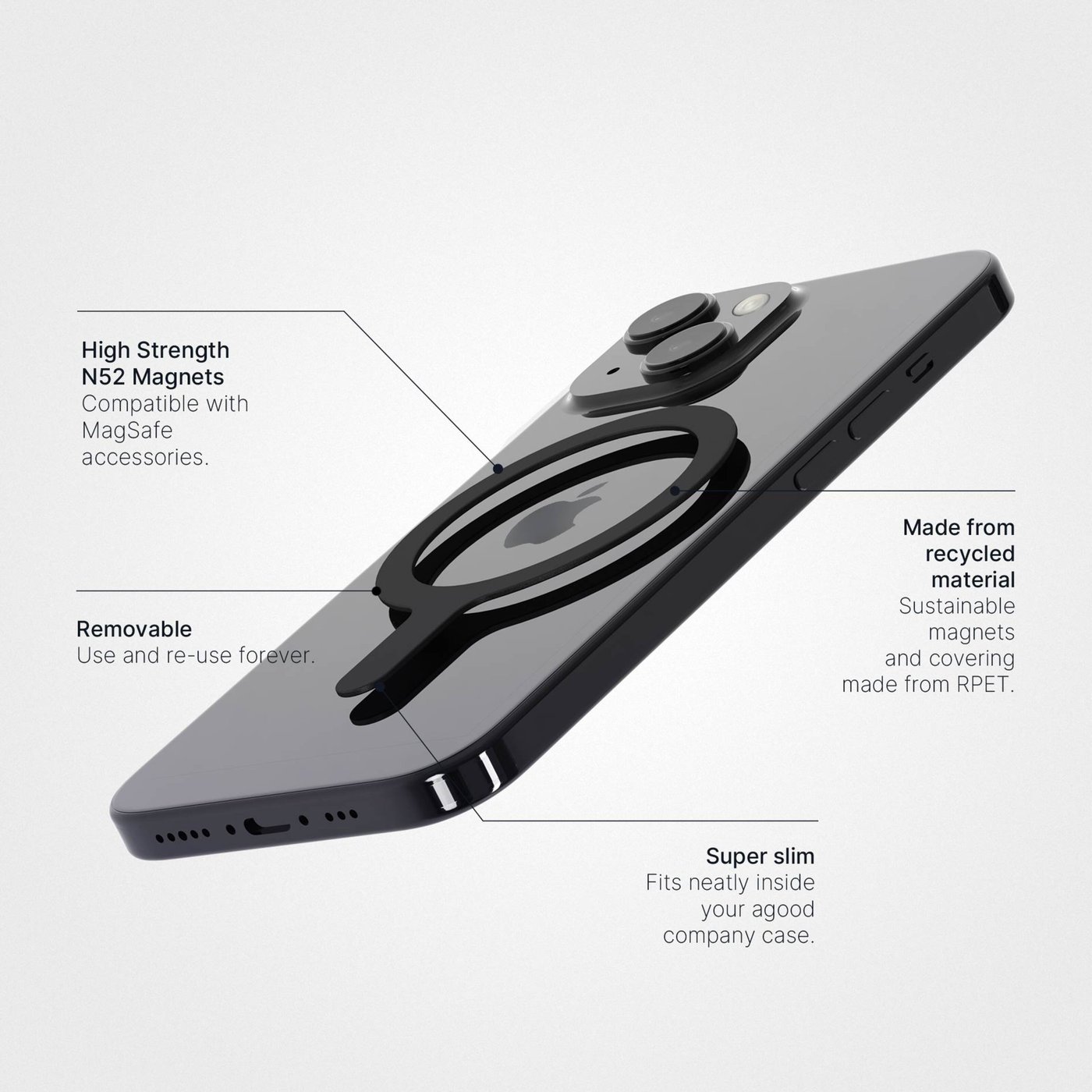 agood company Avtakbar MagSafe-ring Svart