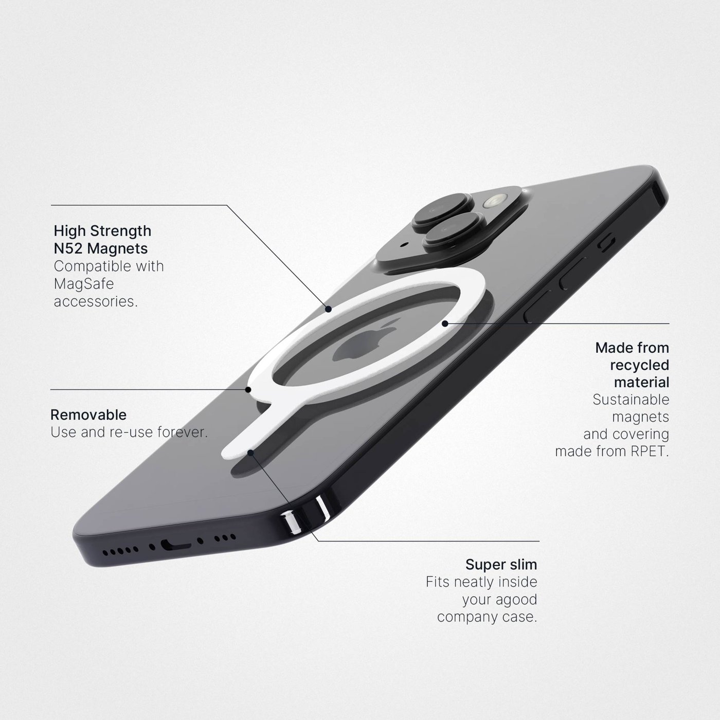 agood company Avtakbar MagSafe-ring Hvit