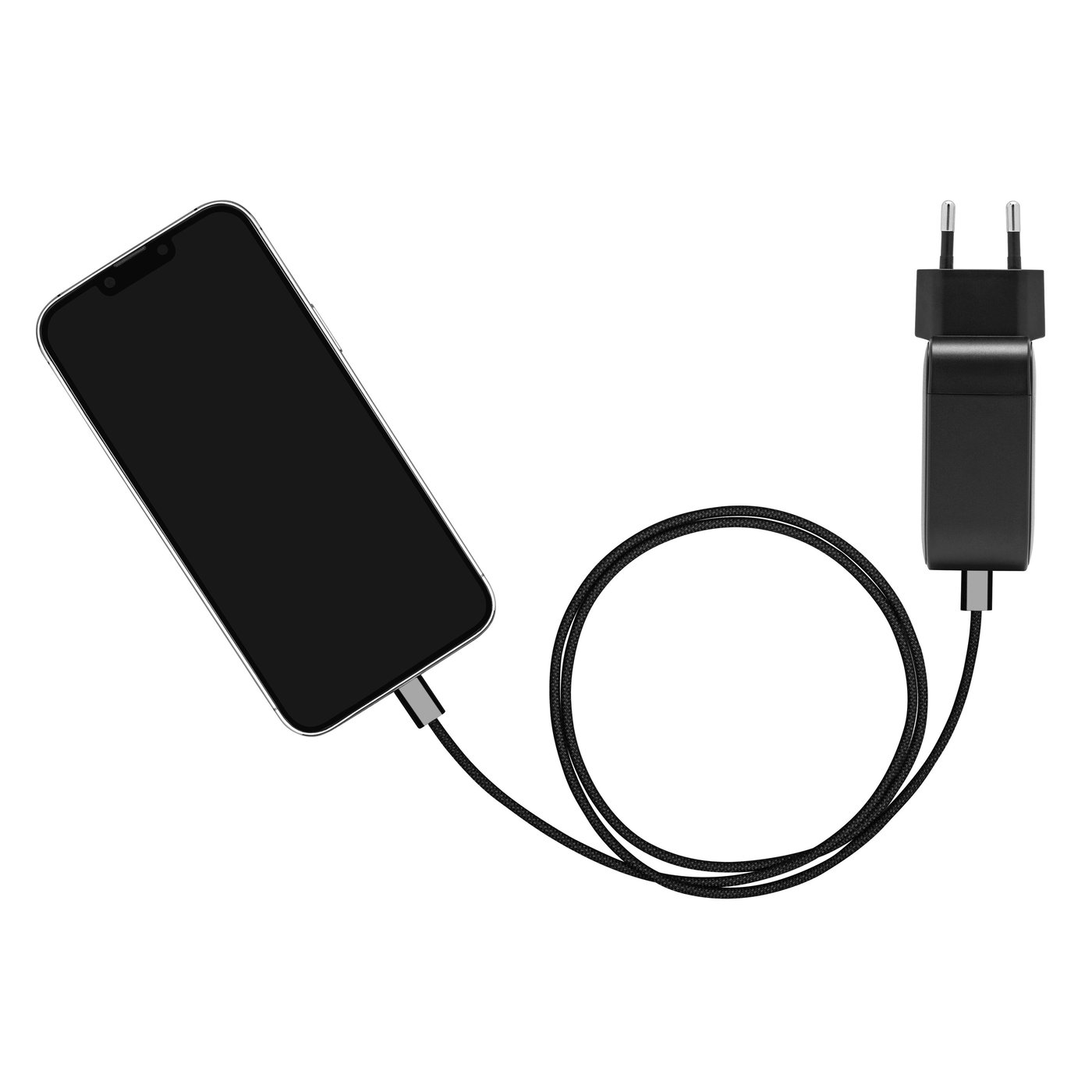 Linocell Flätad USB-C- till USB-C-kabel 240 W Svart 1m