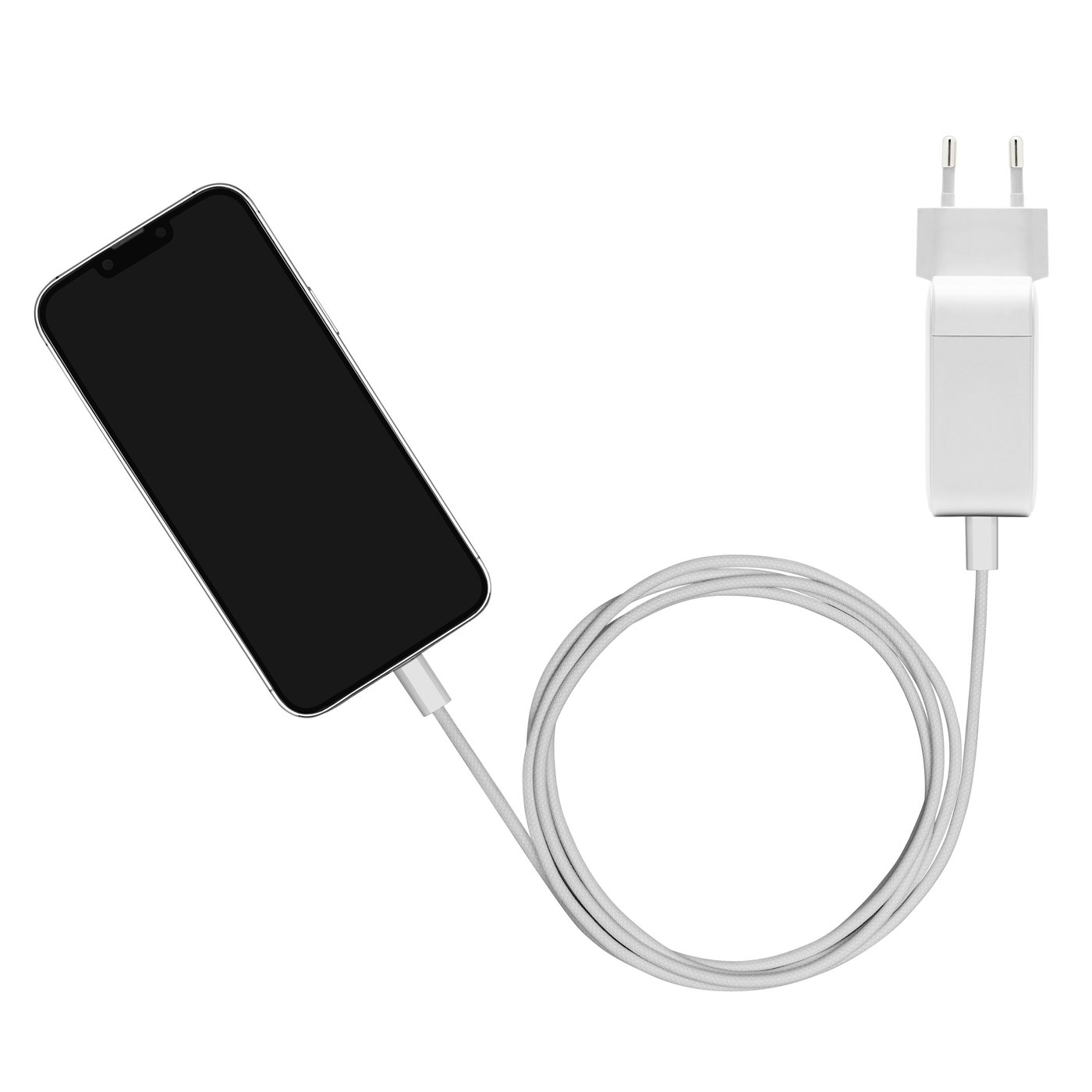 Linocell Flätad USB-C- till USB-C-kabel 240 W Vit 1m