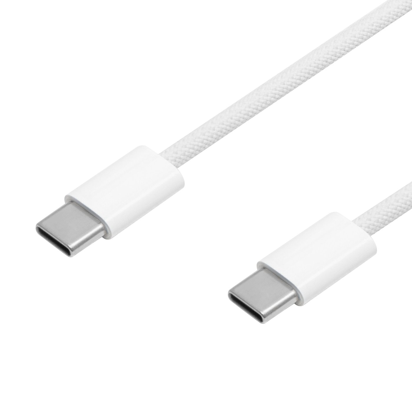 Linocell Flätad USB-C- till USB-C-kabel 240 W Vit 1m
