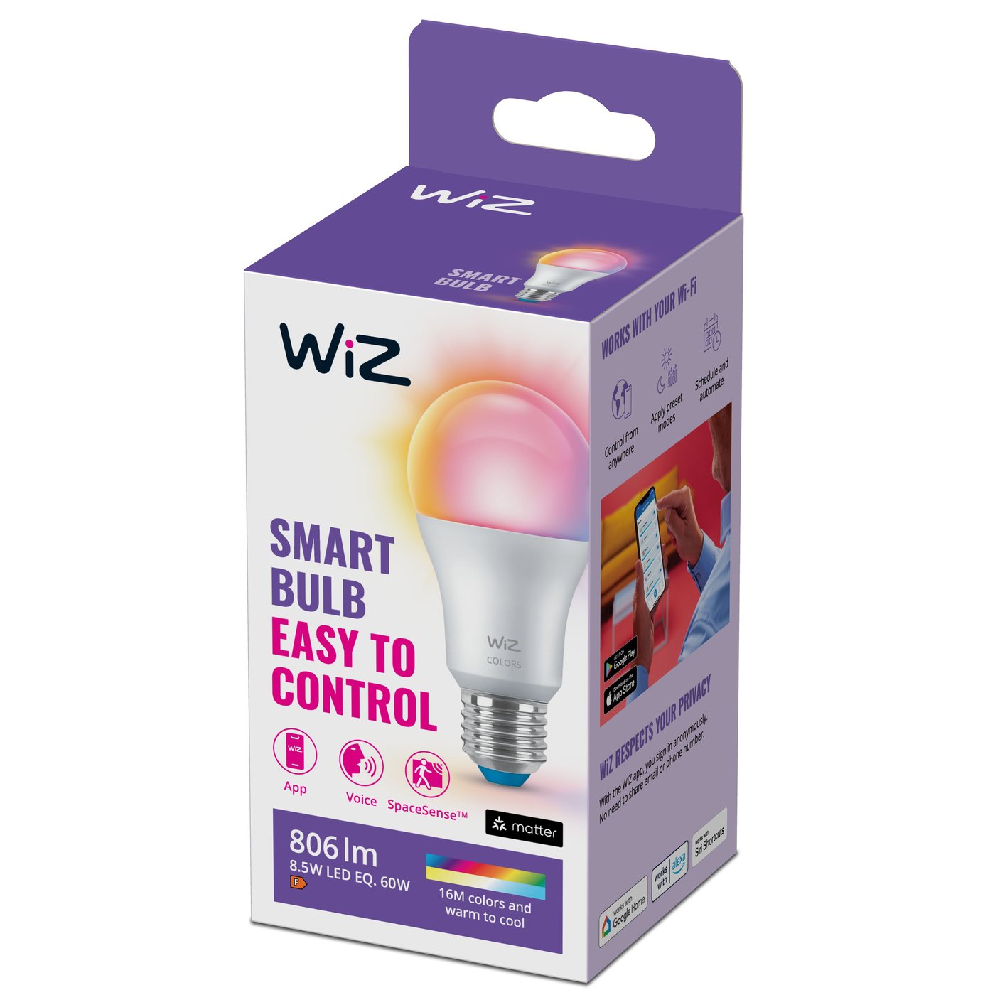 WiZ Color A60 Smart LED-pære E27 806 lm