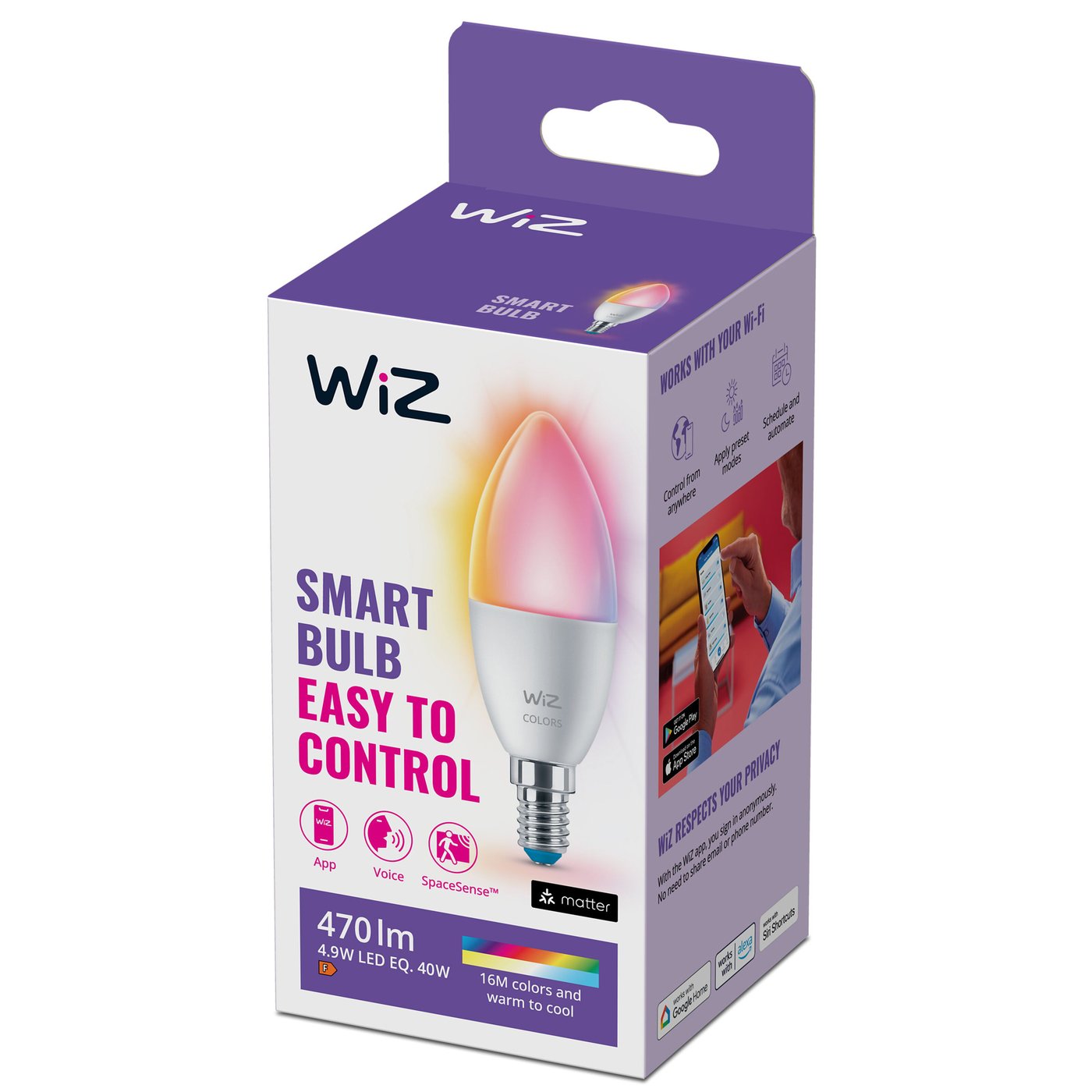 WiZ Color C37 Smart LED-lampa E14 470 lm