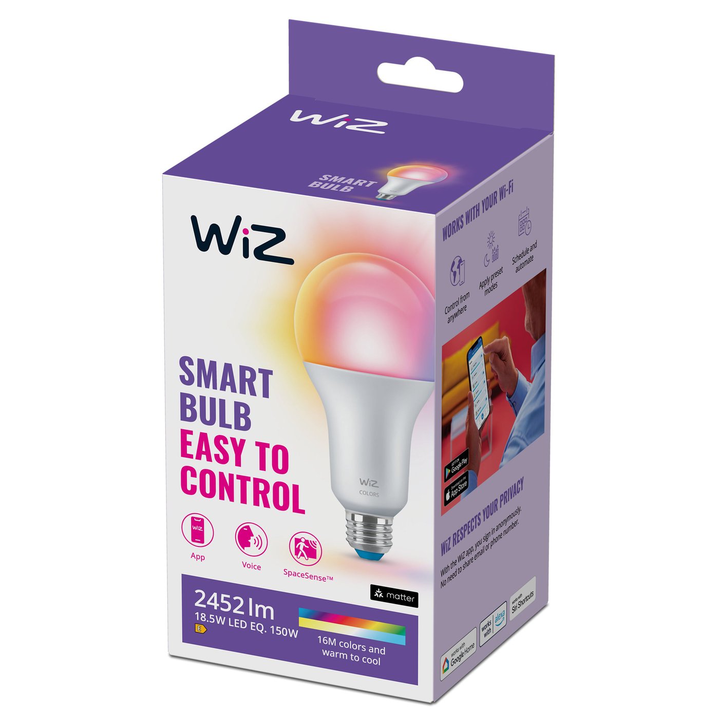 WiZ Color High Lumen A80 Smart LED-pære E27 2452 lm