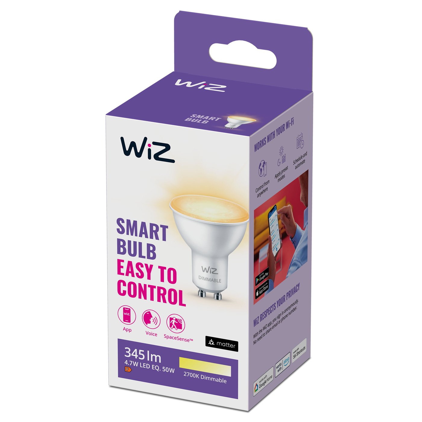 WiZ Varmvit GU10 Smart LED-lampa 345 lm