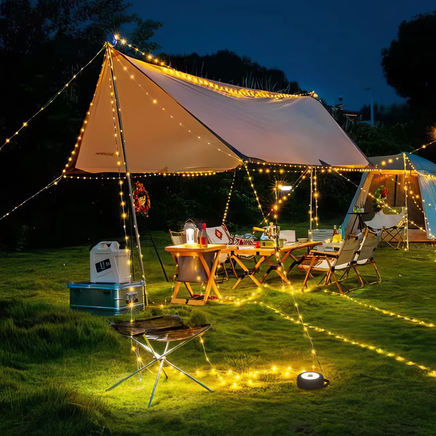 Luxorparts Bärbar campingstrålkastare med LED-ljusslinga