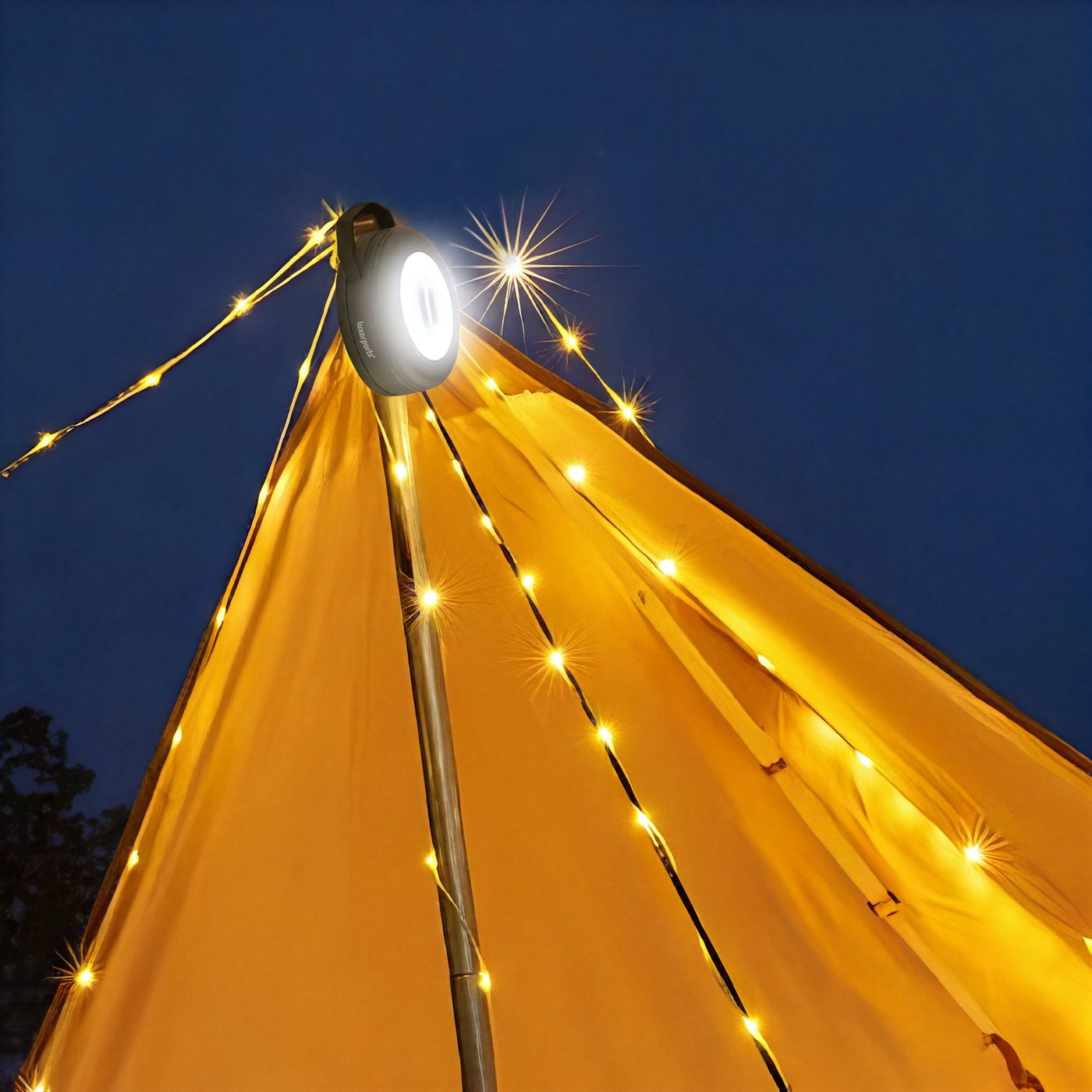 Luxorparts Bärbar campingstrålkastare med LED-ljusslinga