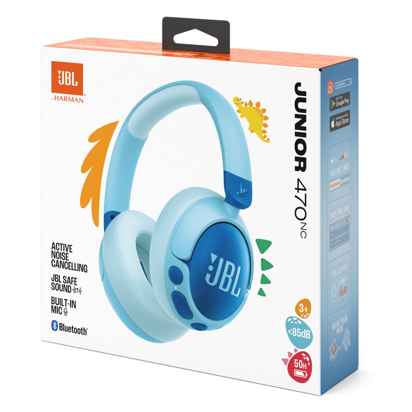 JBL JR470NC Trådløse hodetelefoner med volumbegrensning og ANC Blå