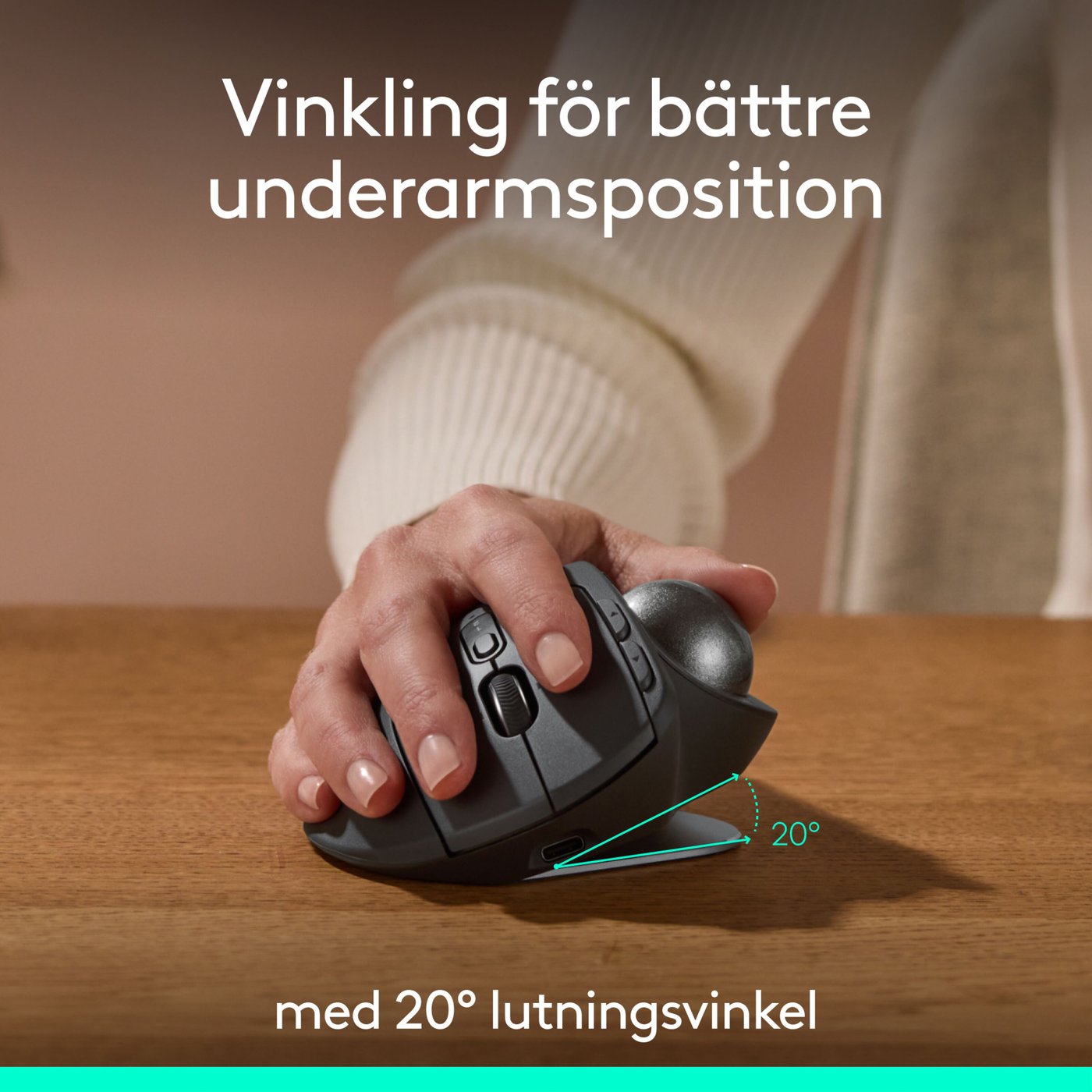 Logitech MX Ergo S Ergonomisk mus med styrkula