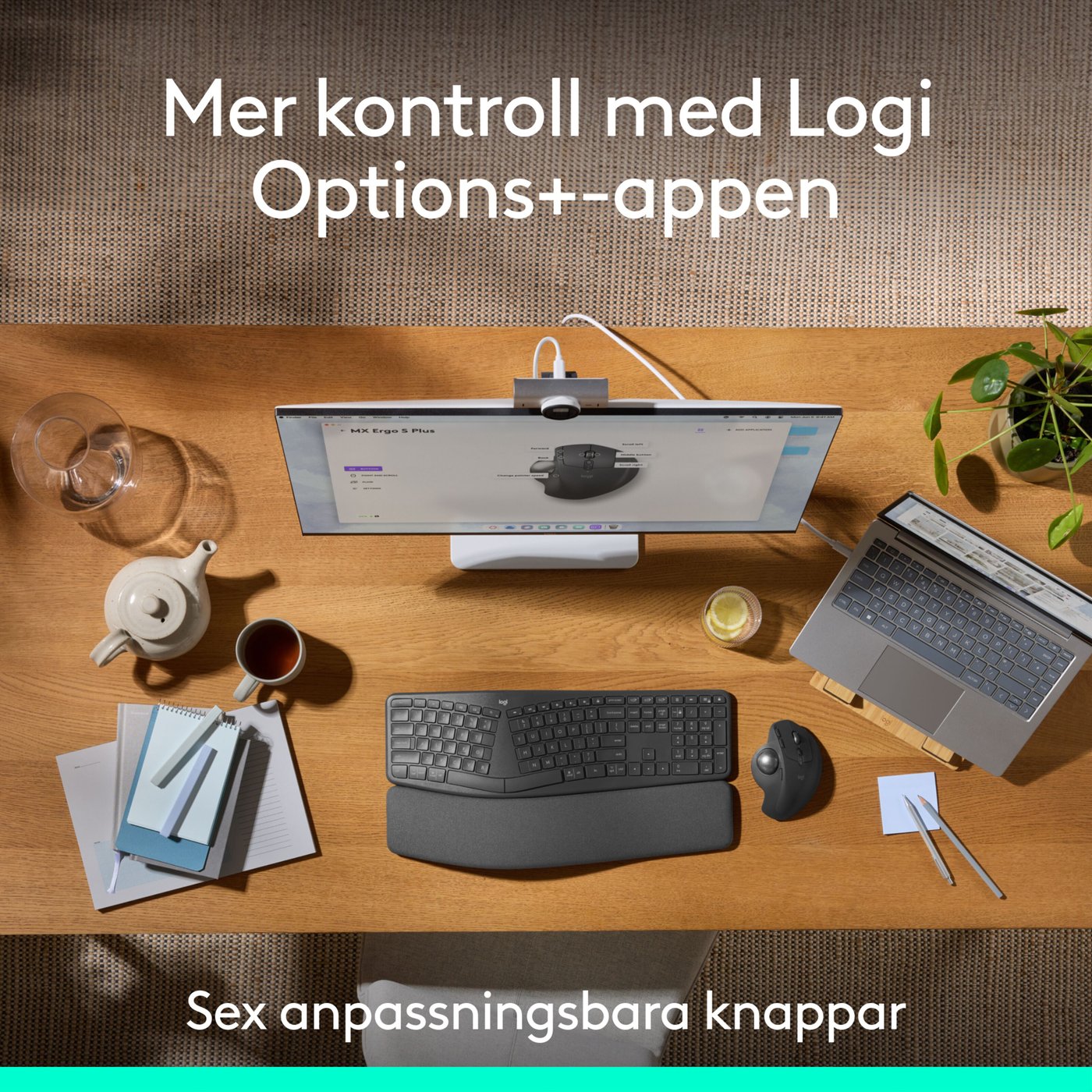 Logitech MX Ergo S Ergonomisk mus med styrkula