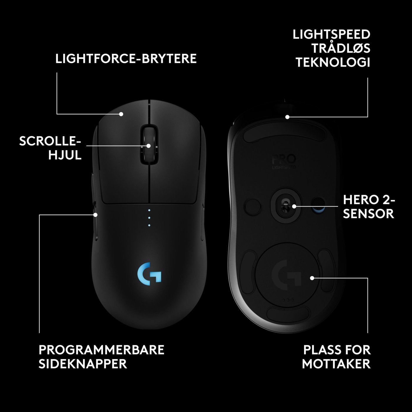 Logitech G Pro 2 Trådløs gamingmus for proffer Svart
