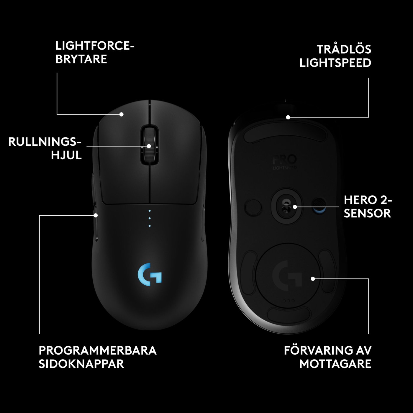 Logitech G Pro 2 Trådlös gaming-mus för proffs Svart
