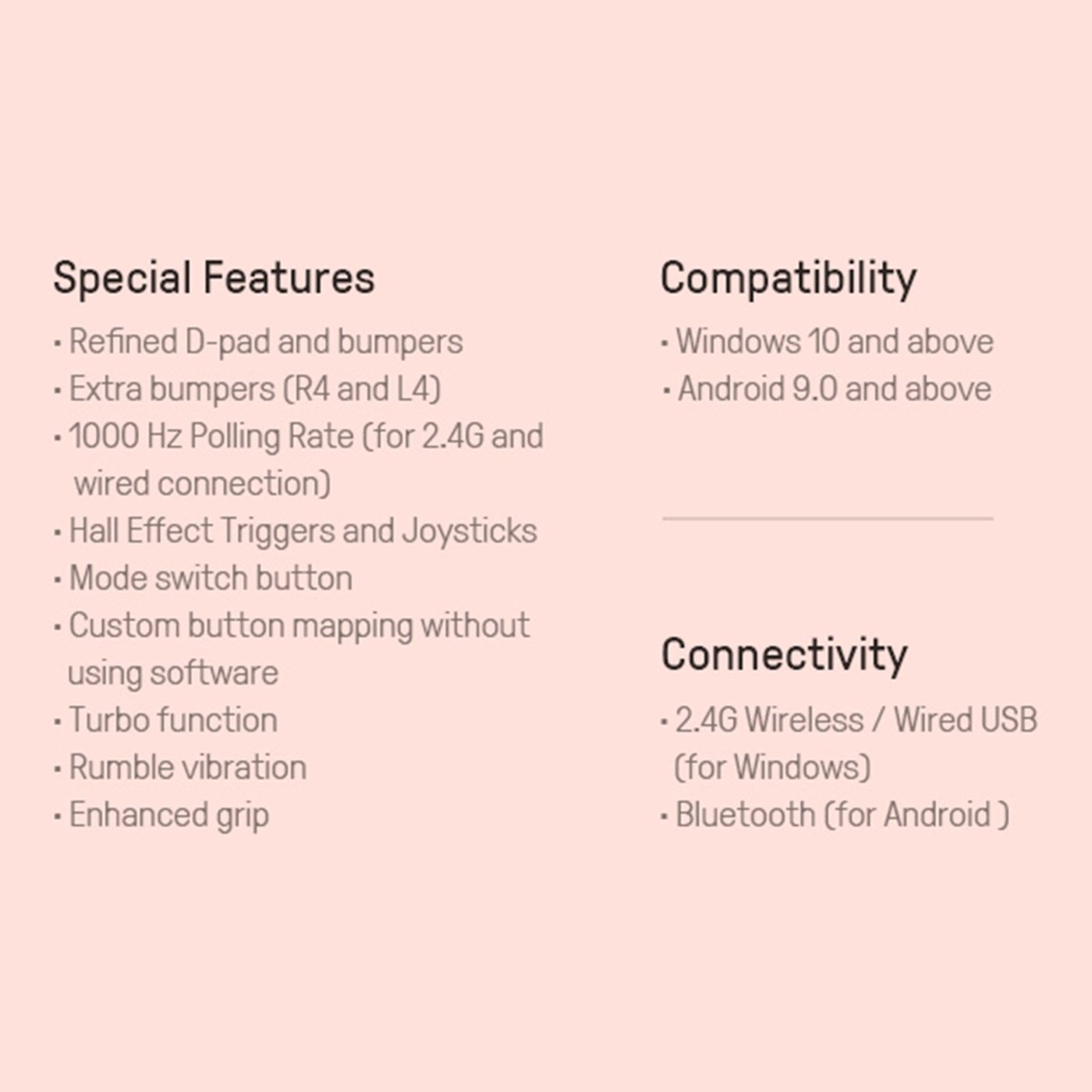 8Bitdo Ultimate 2C Trådlös handkontroll med Hall Effect Peach