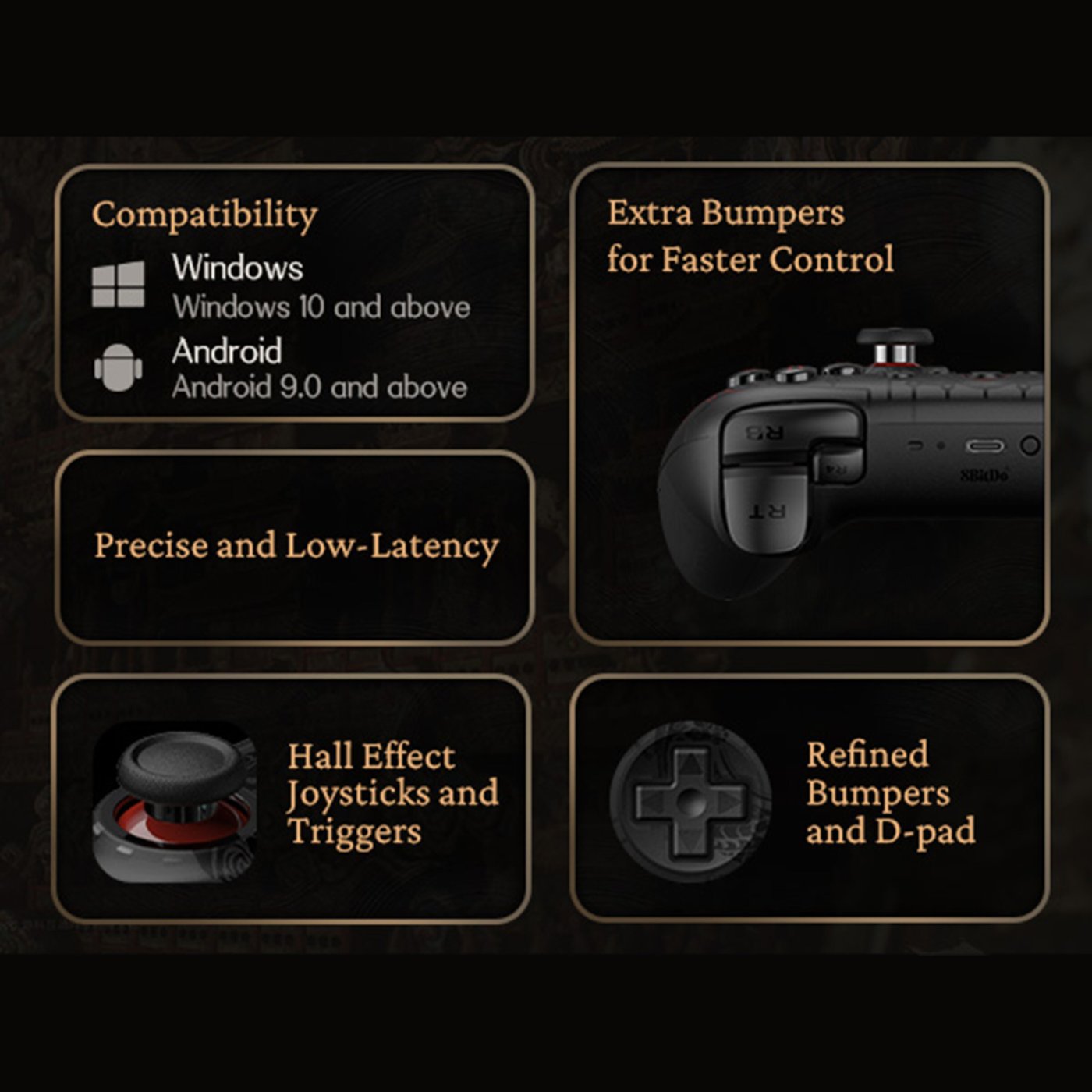 8Bitdo Ultimate 2C Trådløs håndkontroller med Hall Effect Svart