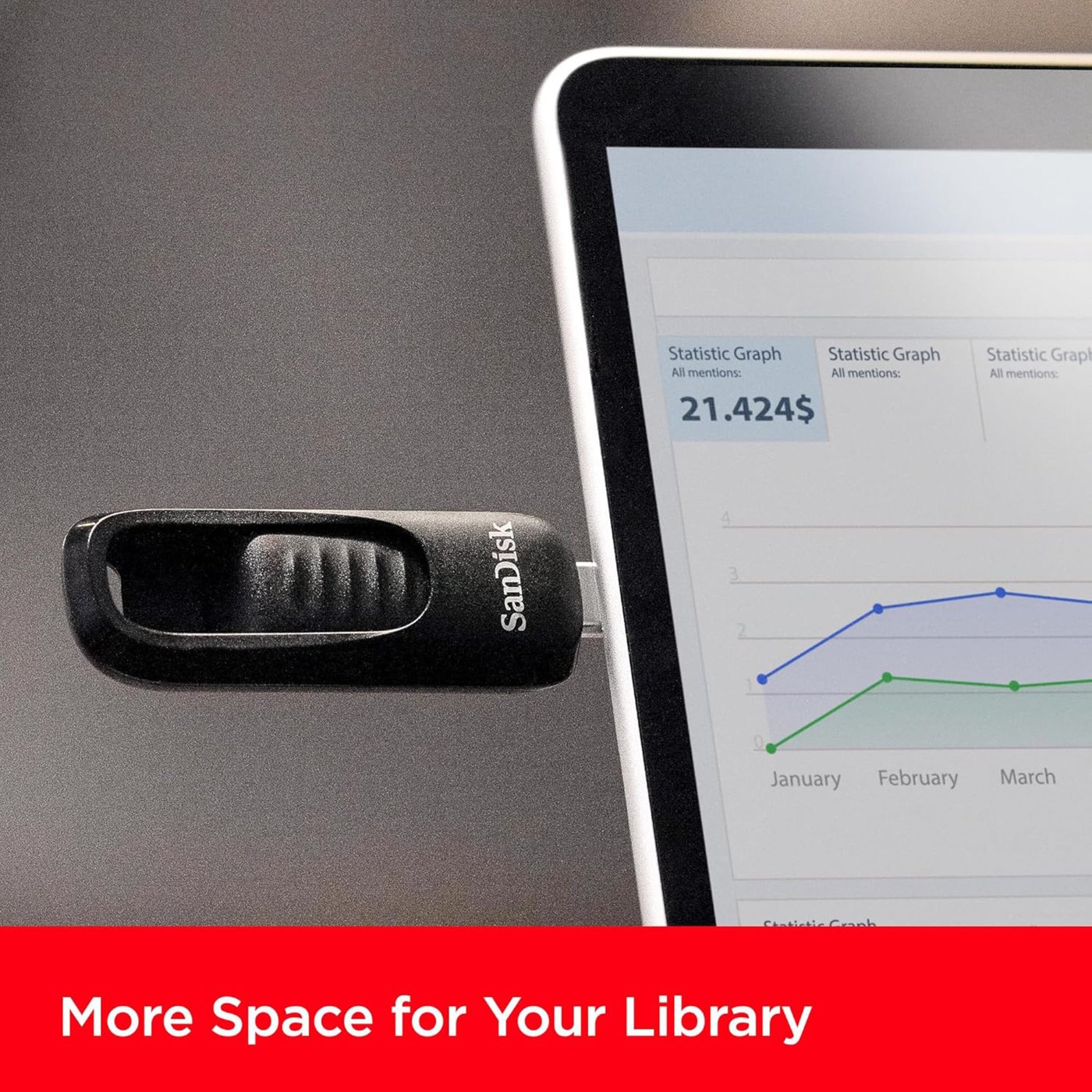 Sandisk Ultra Slider USB-minne med USB-C 256 GB