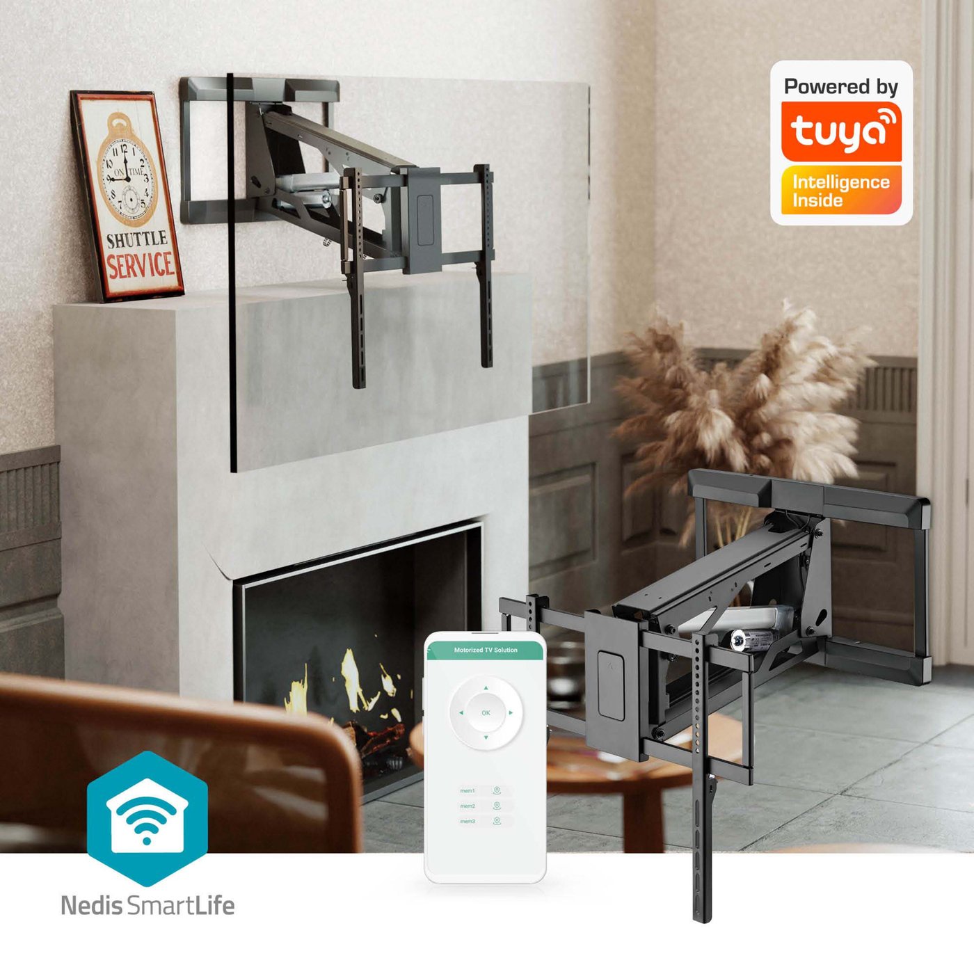 Nedis Motorisert TV-veggfeste 37–75"