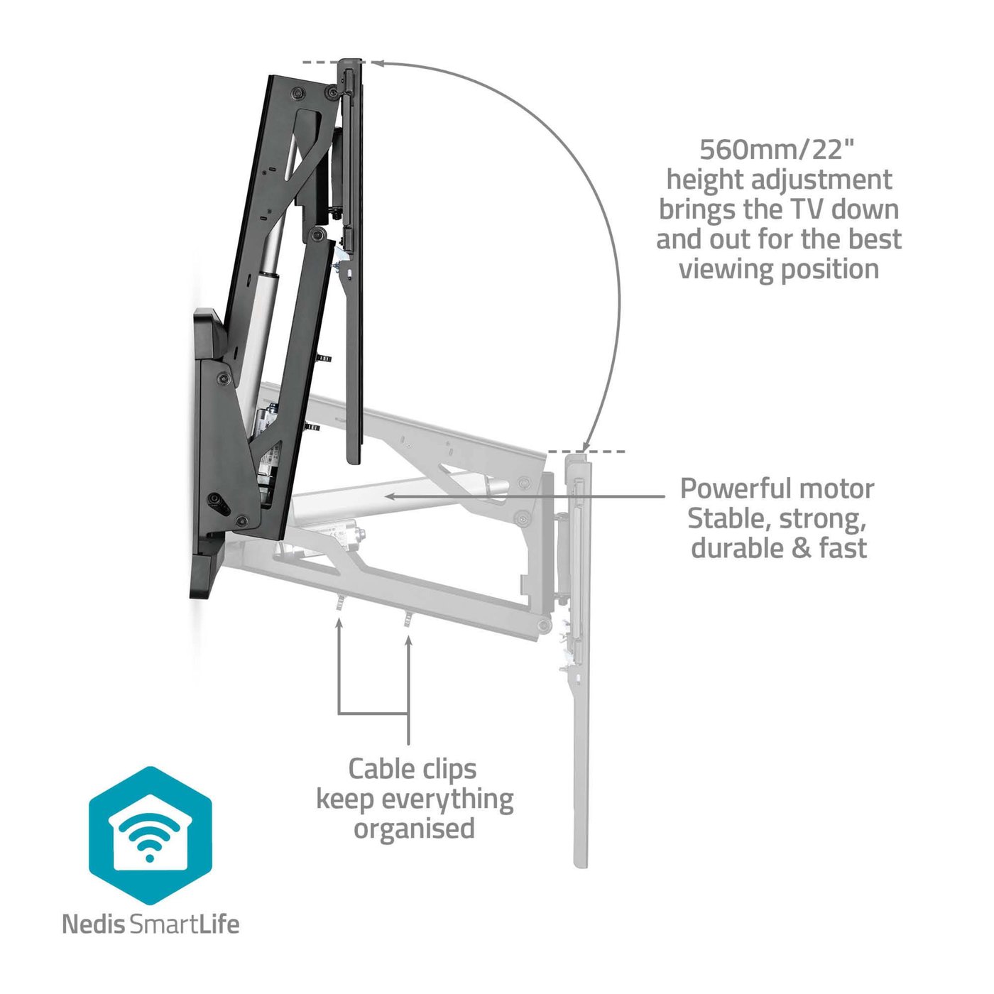 Nedis Motorisert TV-veggfeste 37–75"
