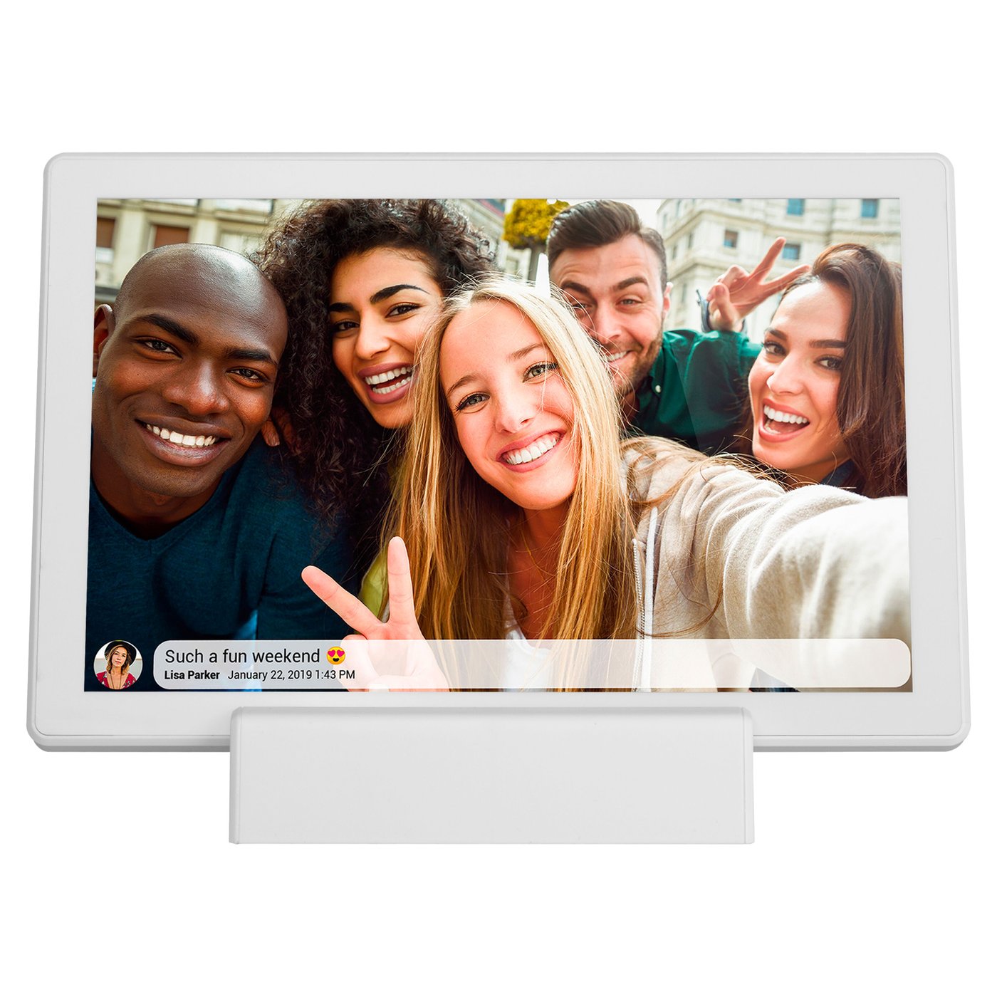 Denver Frameo Digital wifi-fotoramme 10,1" med ladestativ Hvit
