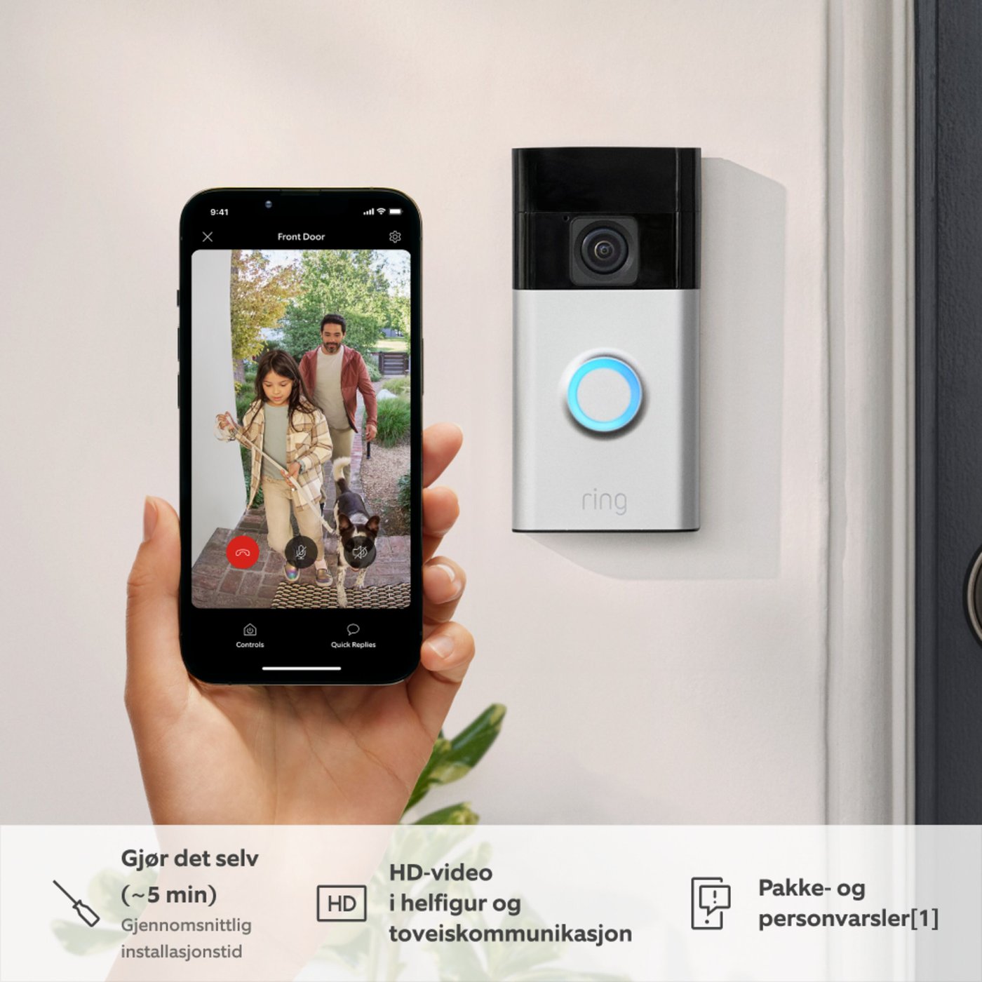 Ring Battery Video Doorbell Satin Nickel