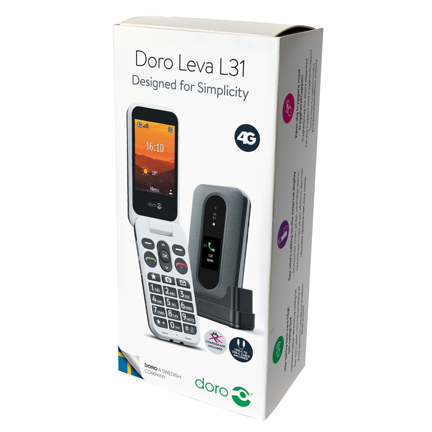 Doro Leva L31 mobiltelefon 4G Svart/vit